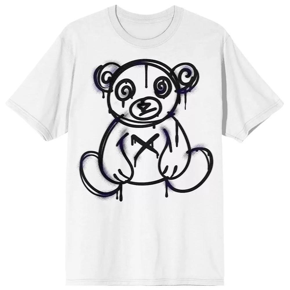 Men's Teddy Drip Spray Painted Graphic Tee, Size: Large, White Product Image