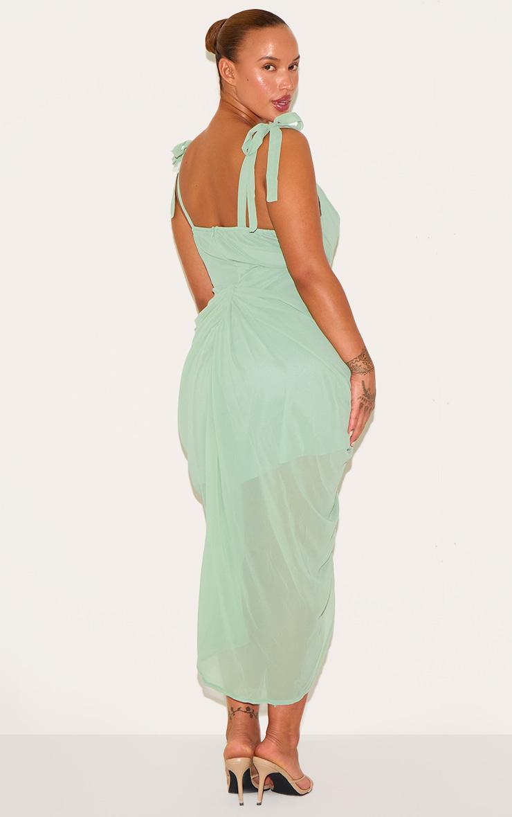  Plus Sage Green Underwire Detail Draped Midi Dress Product Image