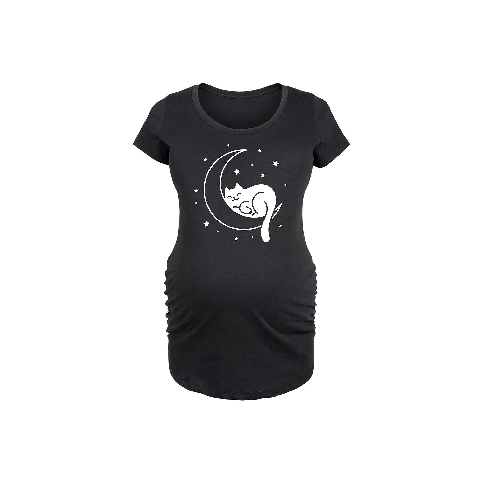 Maternity Cat Sleeping On Moon Graphic Tee, Women's,  Product Image