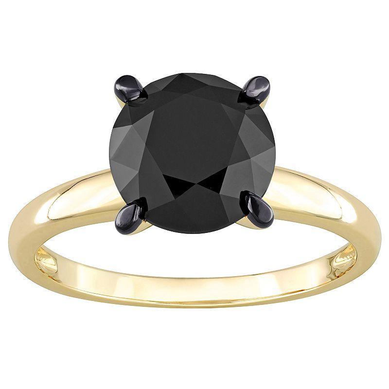 Stella Grace 14k Gold 3 Carat T.W. Round Black Diamond Solitaire Engagement Ring, Women's, Size: 7.50 Product Image