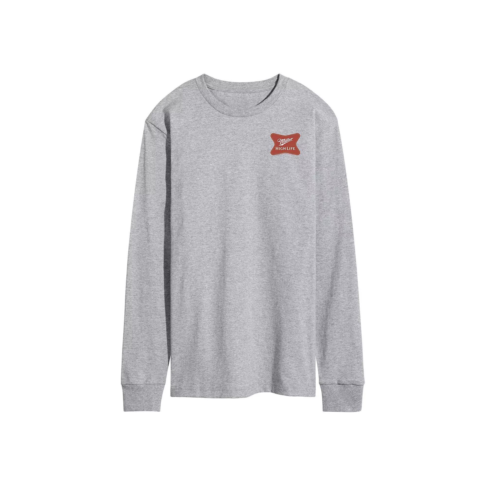 Men's Miller High Life Logo Long Sleeve Graphic Tee, Size: XL, Grey Gray Product Image