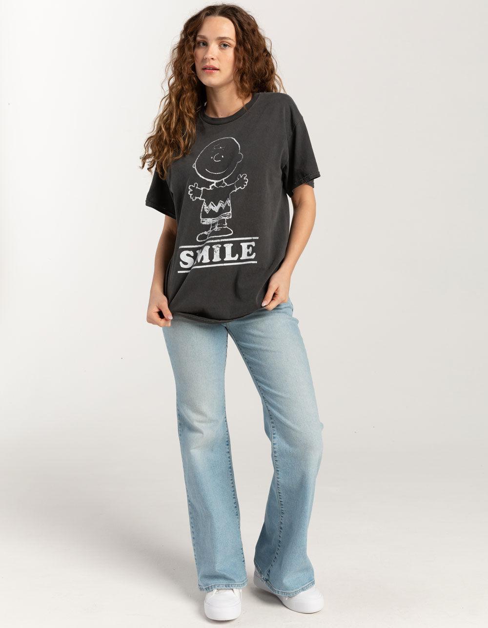 PEANUTS Charlie Brown Smile Womens Tee - GRAY Product Image