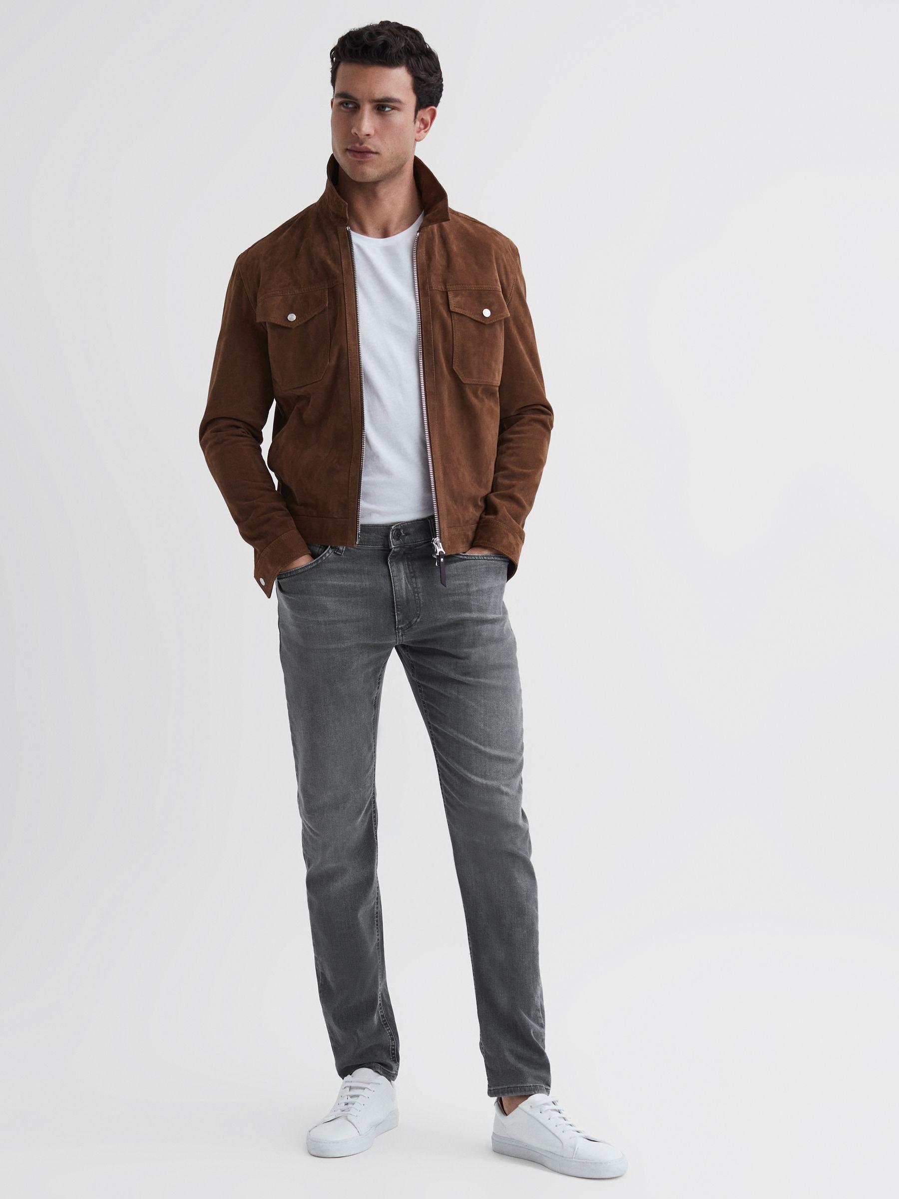 Slim Fit Washed Jeans in Washed Grey Product Image