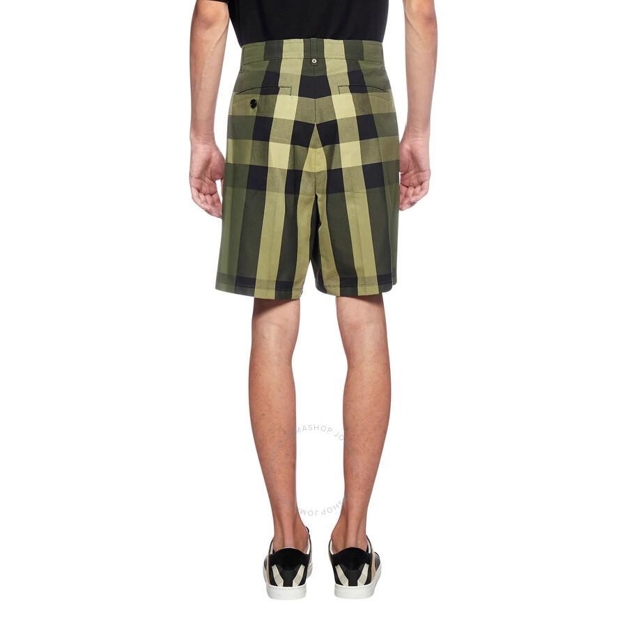 BURBERRY Pleated Mid-rise Check Printed Shorts In Green Product Image