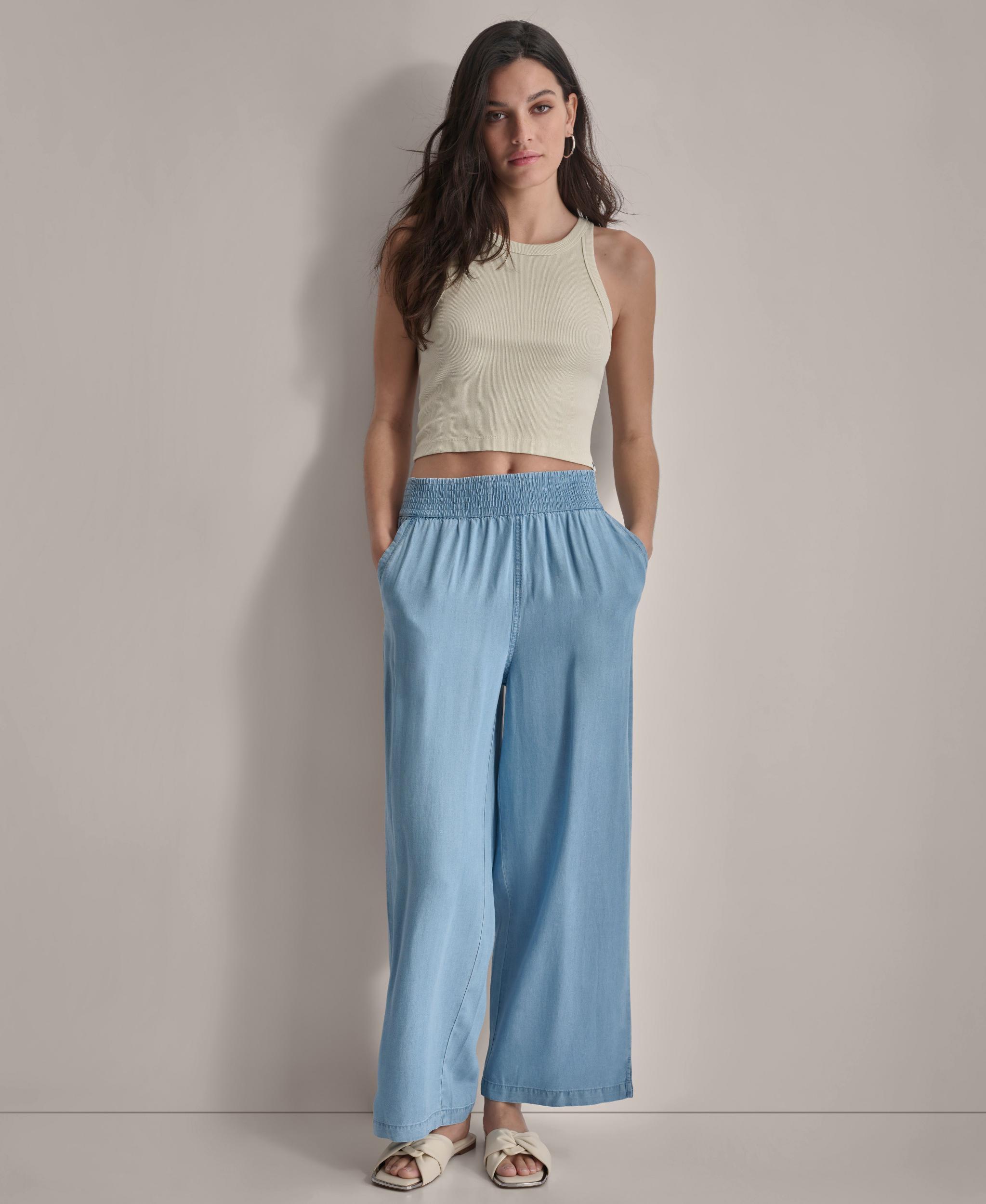 GARMENT DYE WIDE LEG ANKLE PANT Product Image
