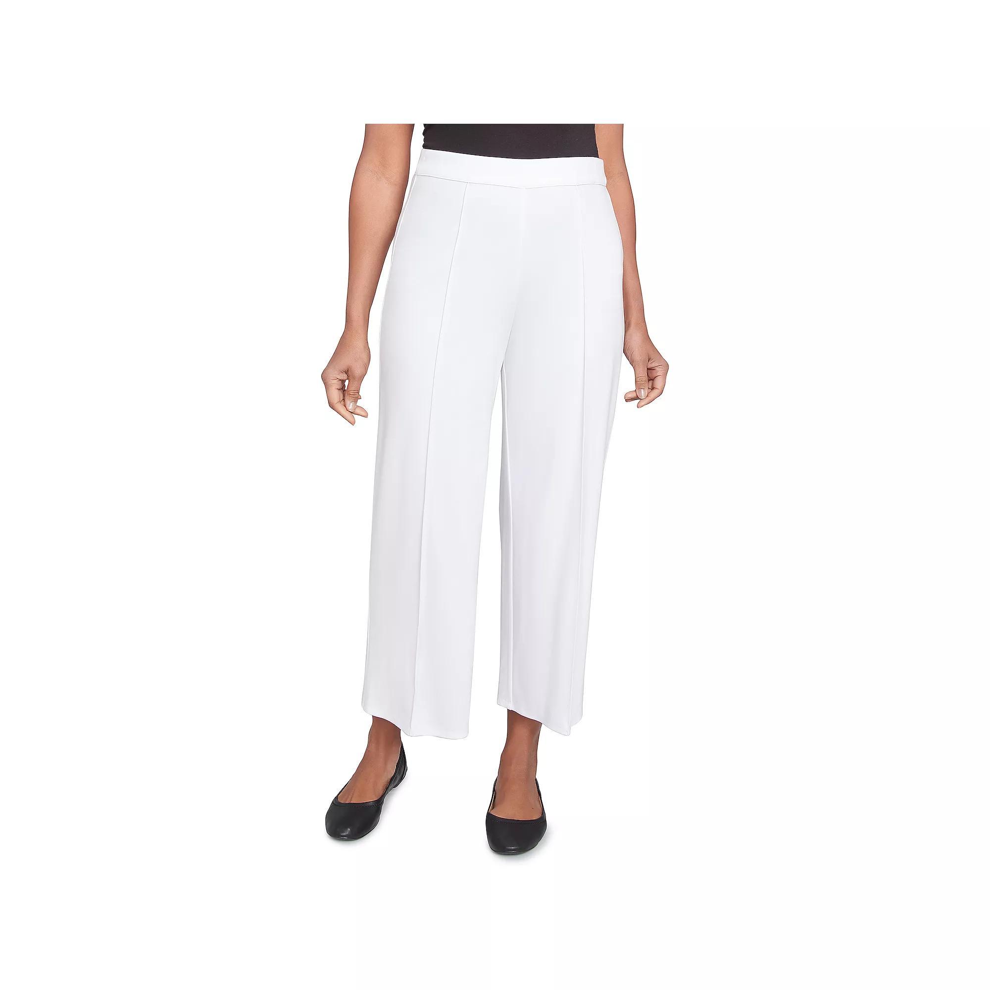 Petite Alfred Dunner Pleated Wide Leg Ankle Pants, Women's, Size: Small Petite, White Product Image