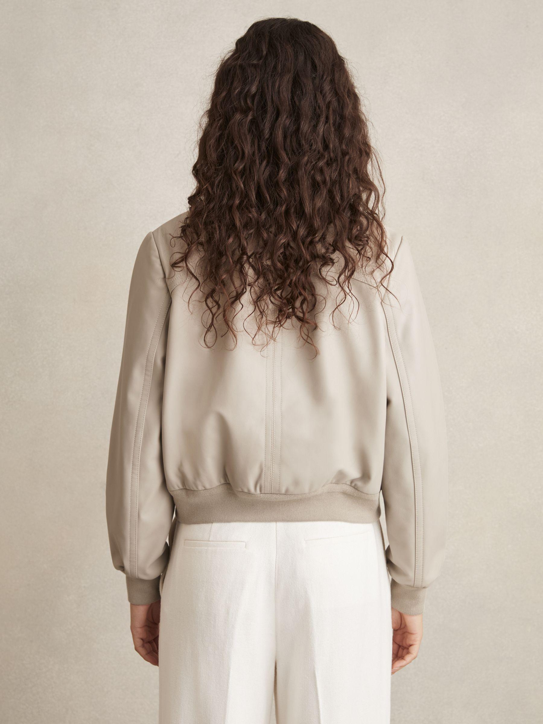 Leather Bomber Jacket in Grey Product Image