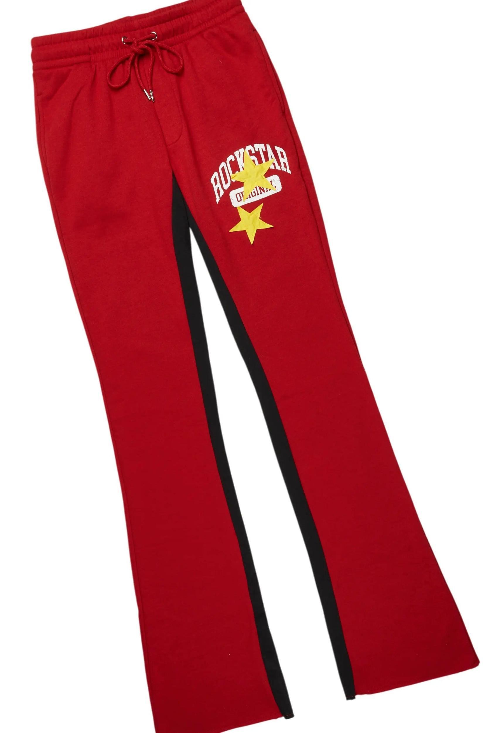 Mallor Burgundy Baggy Stacked Hoodie Track Set Male Product Image