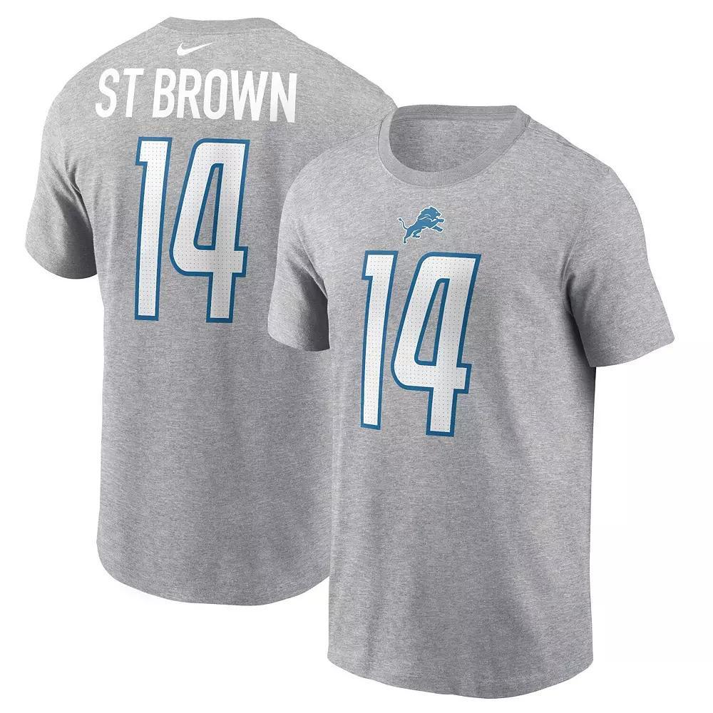 Men's Nike Amon-Ra St. Brown Gray Detroit Lions Player Name & Number T-Shirt,  Product Image
