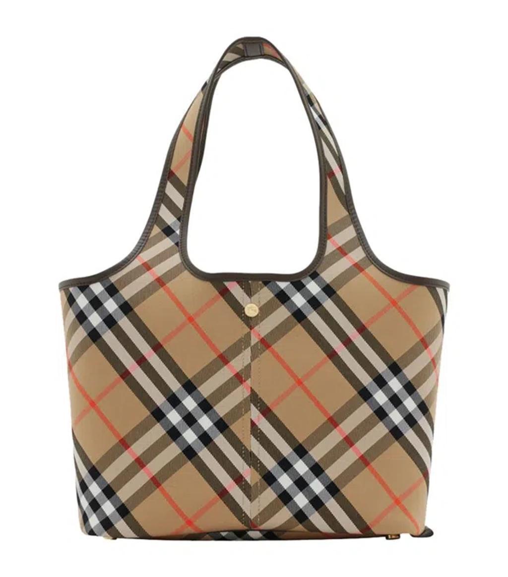 BURBERRY Small Check Tote Bag In Neutrals Product Image