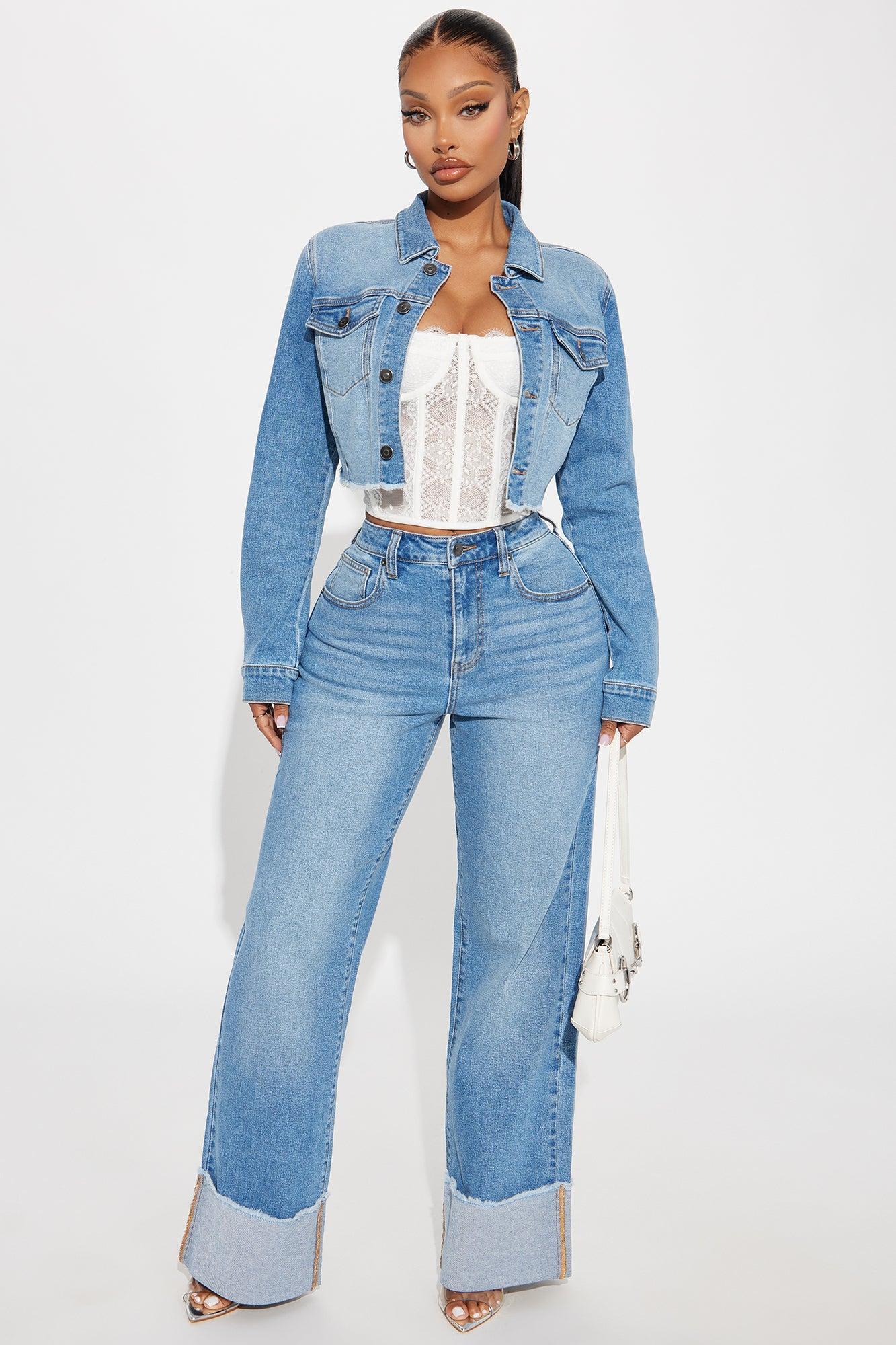 All The While Cuffed Wide Leg Jeans - Light Wash Product Image