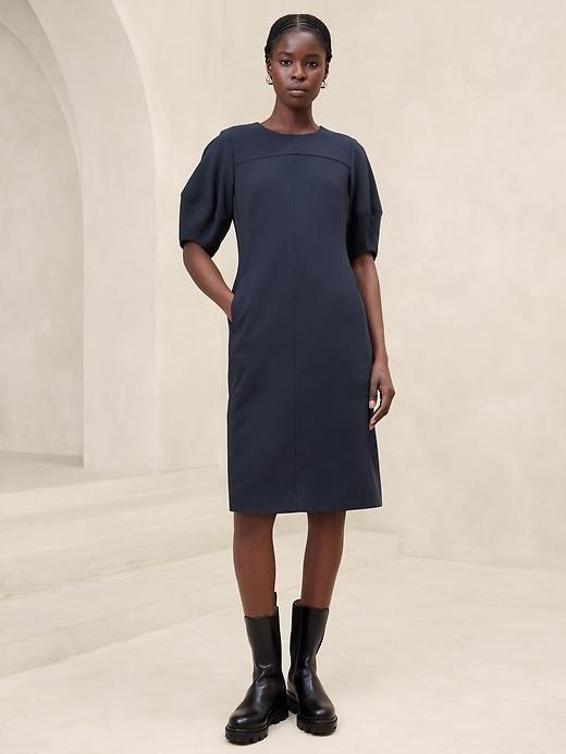 Lantern-Sleeve Knee-Length Dress Product Image