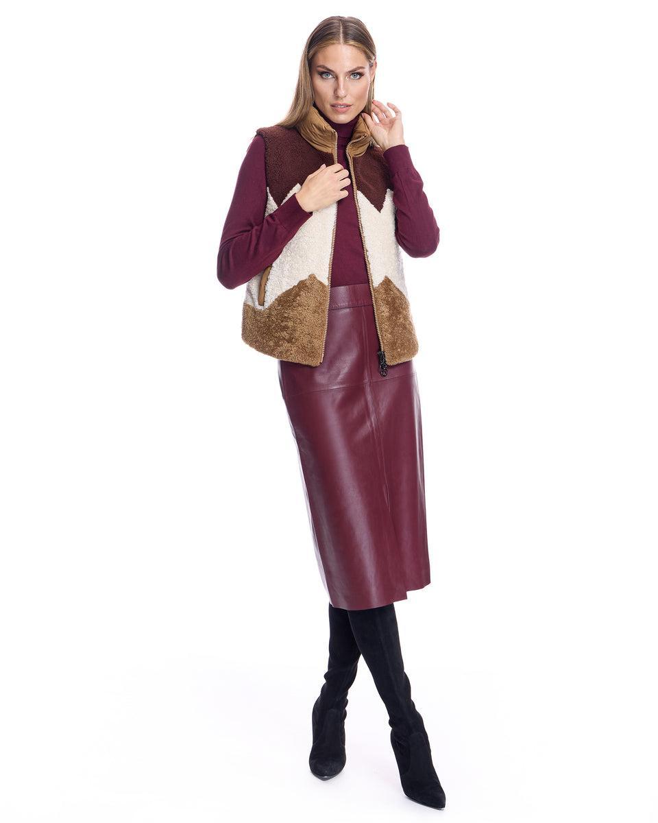 Shearling Lamb Vest with Nylon Puffer Back Product Image