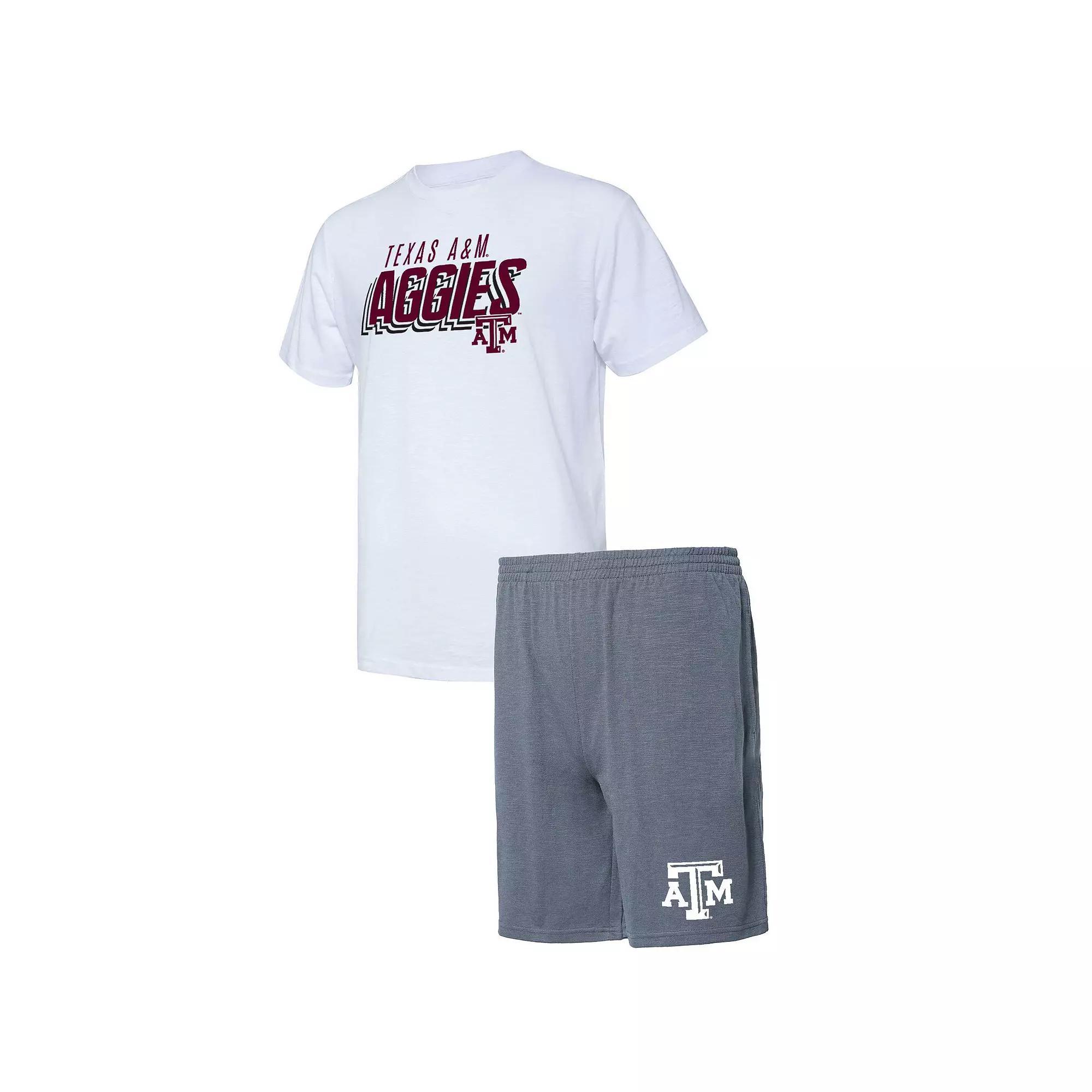 Men's Concepts Sport Charcoal/White Texas A&M Aggies Downfield T-Shirt & Shorts Set,  Product Image