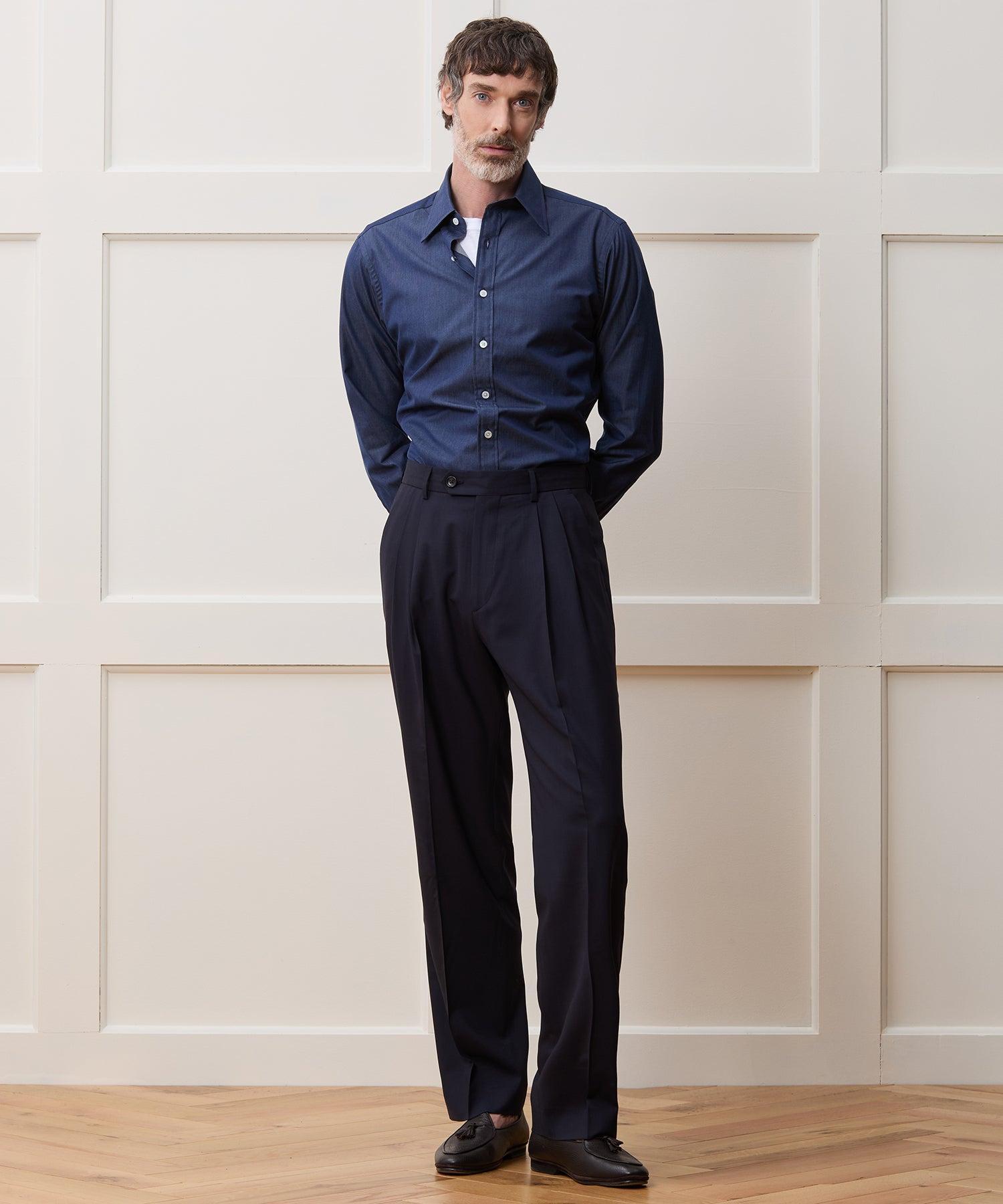 Italian Tropical Wool Wythe Trouser in Navy Product Image