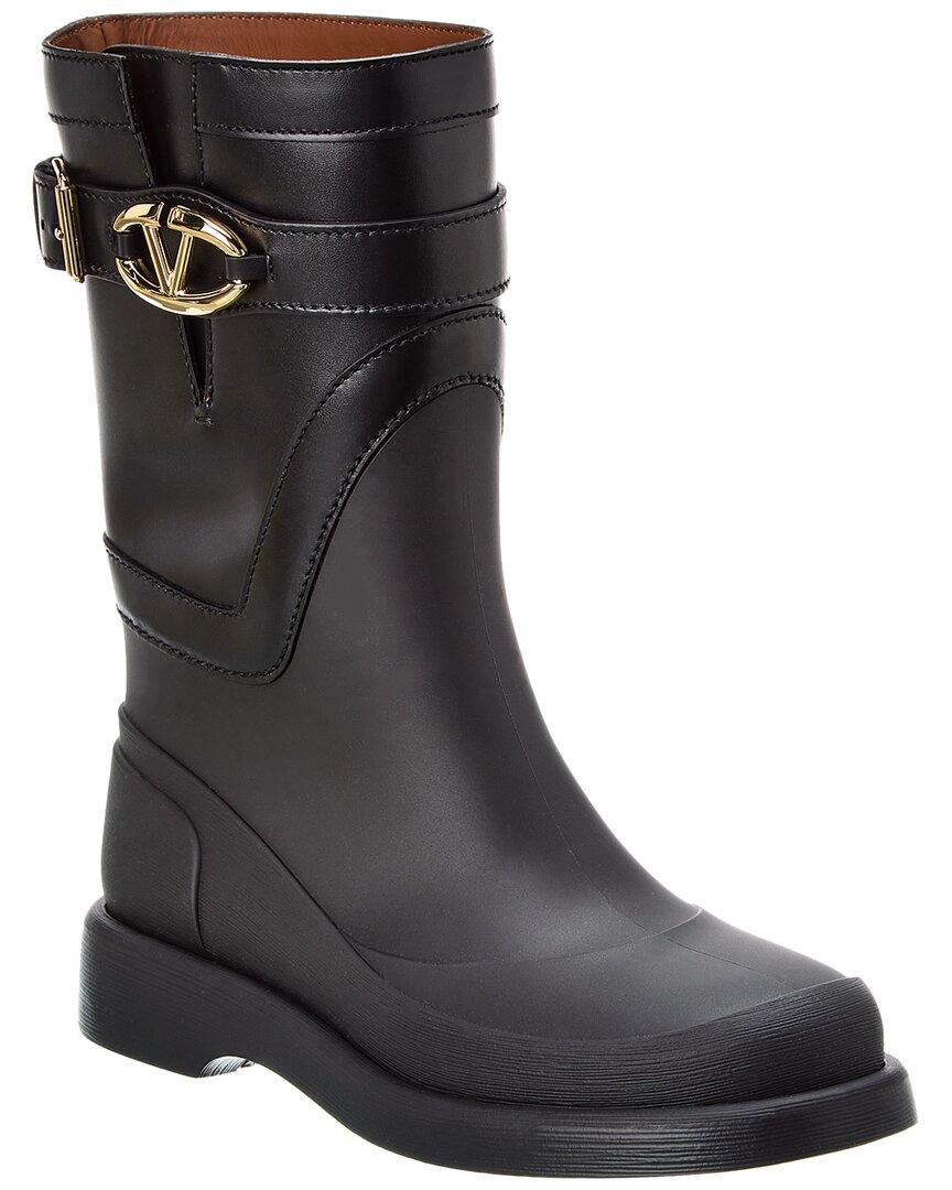 Vlogo Rubber & Leather Rain Boot In Black Product Image