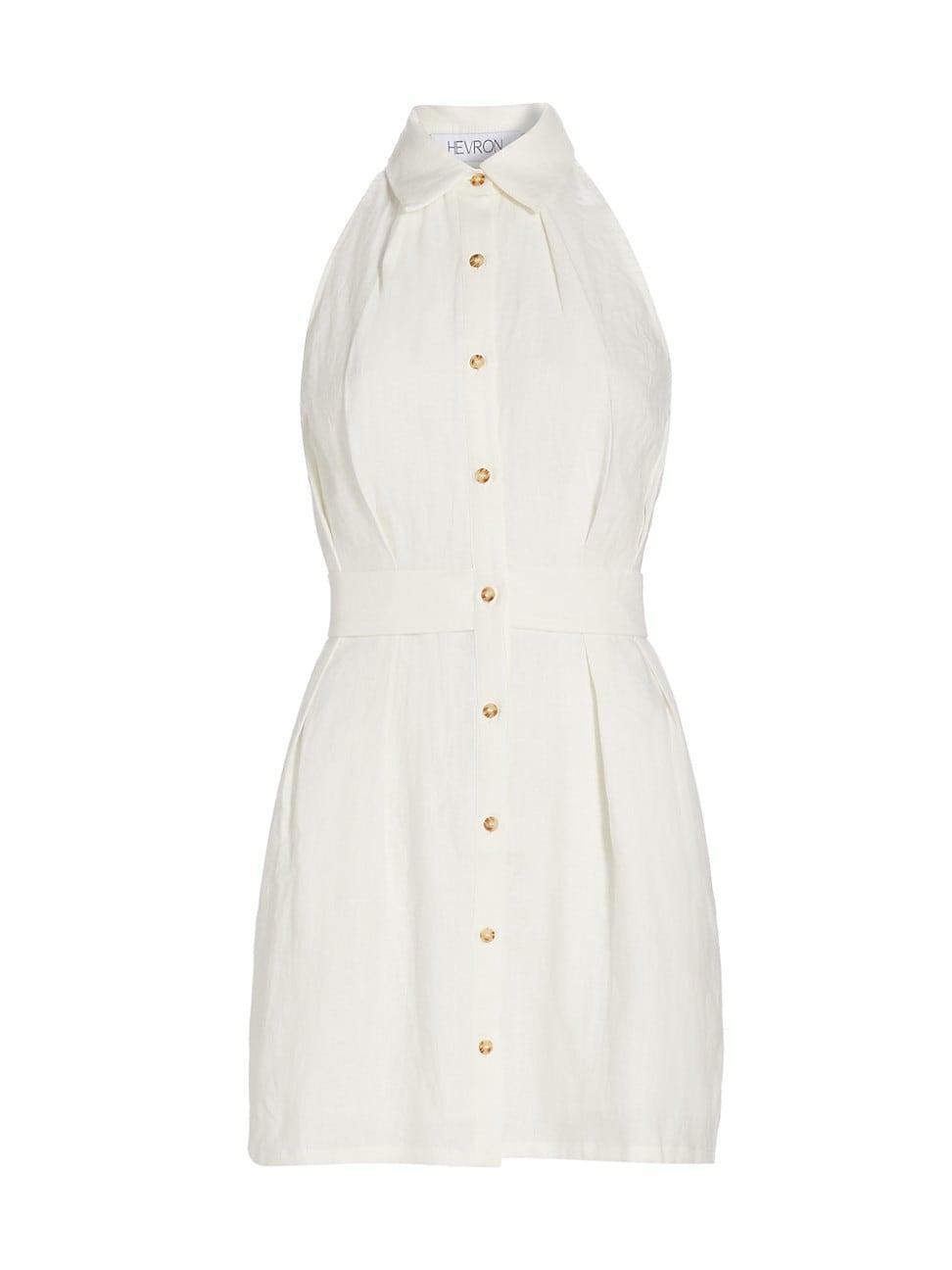 Womens Domino Linen Sleeveless Minidress Product Image
