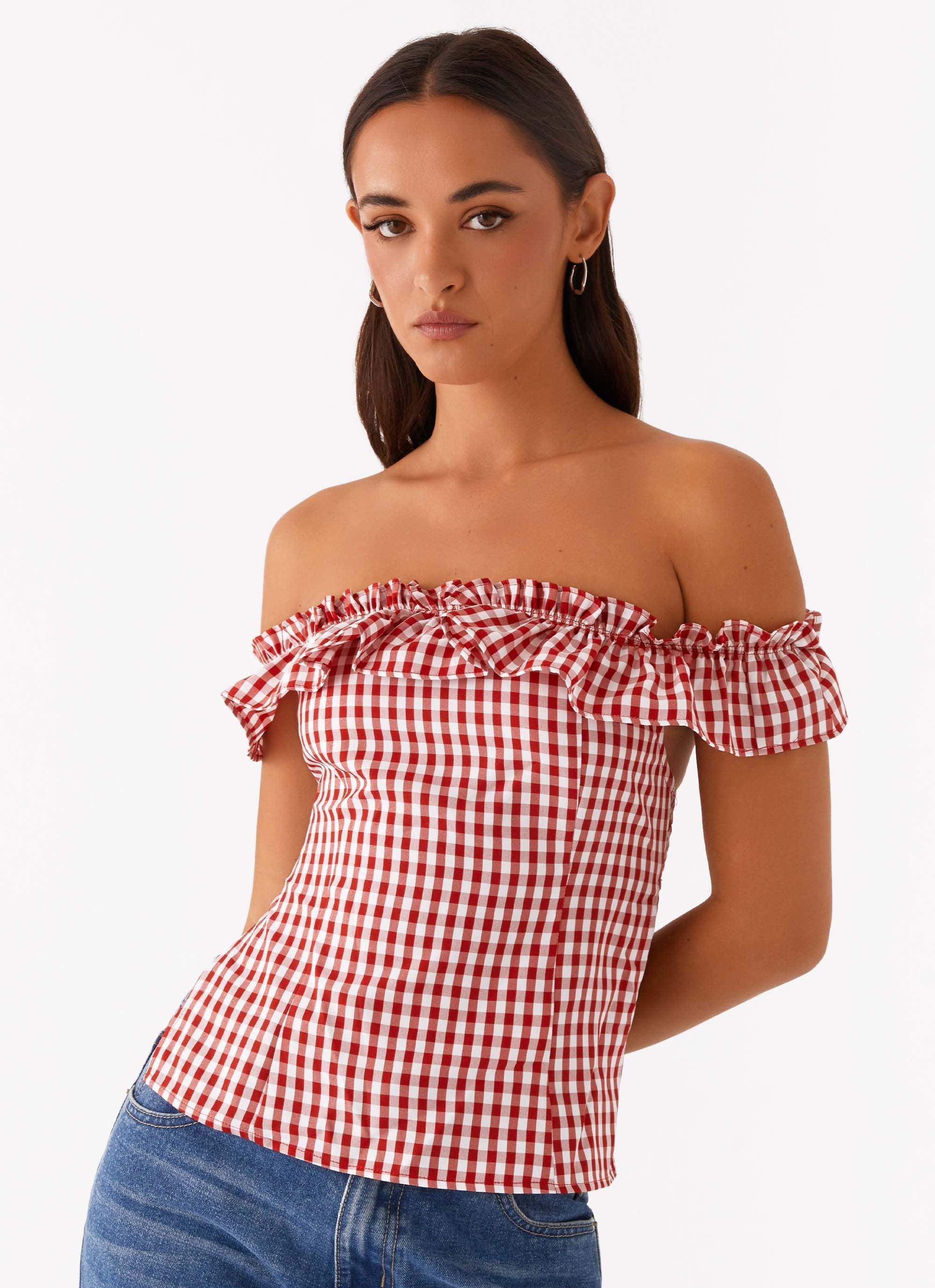 Gwyneth Top - Red Gingham Product Image