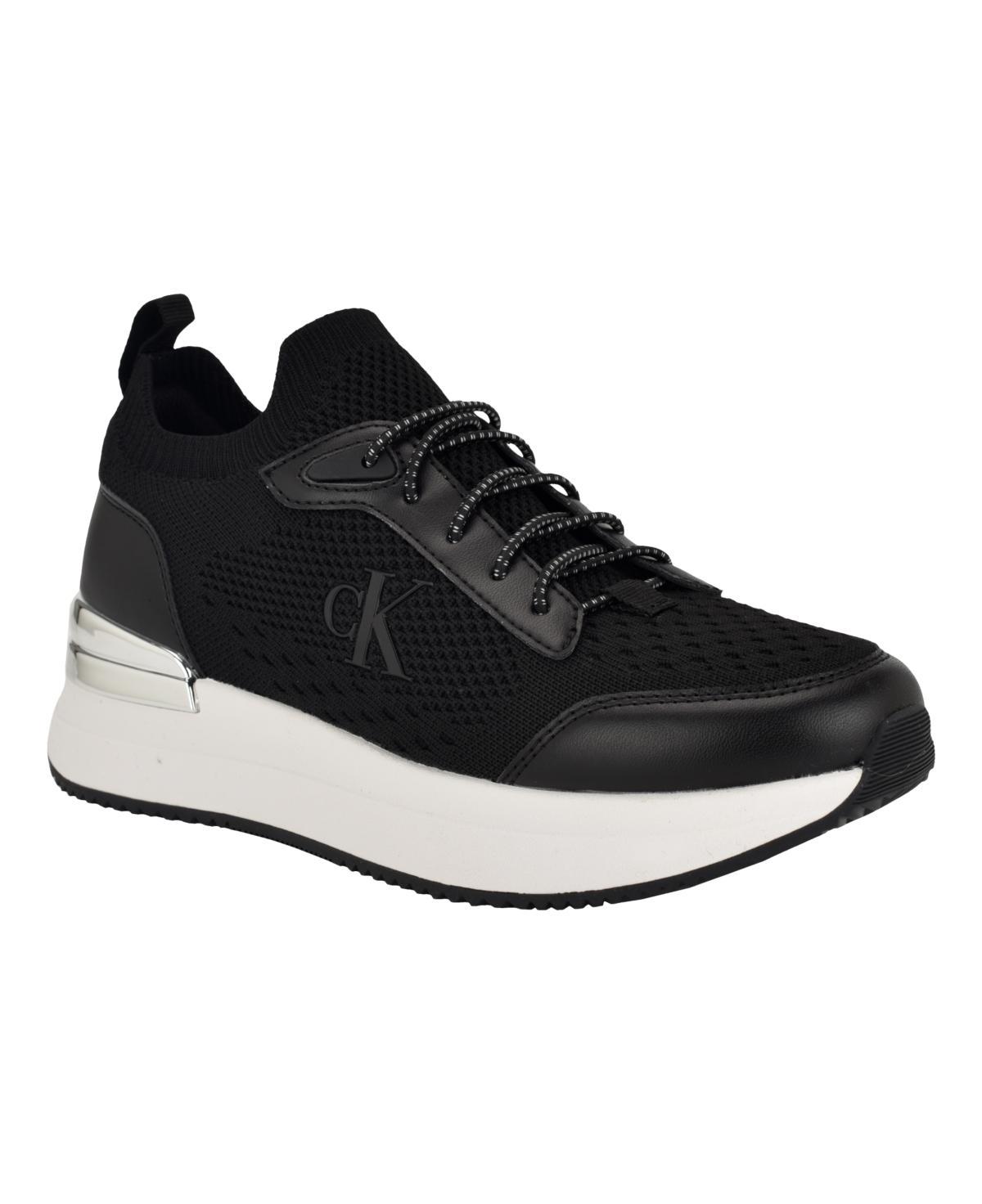 Calvin Klein Womens Vikas Almond Toe Casual Lace-Up Sneakers Product Image