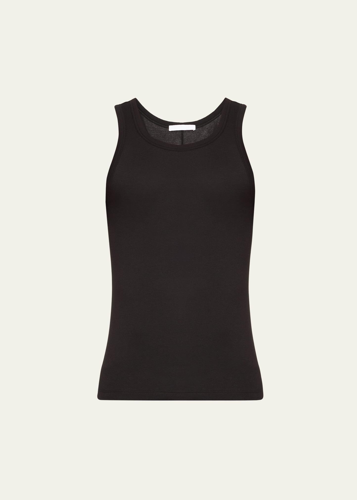 Mens Black Soft Cotton Rib Tank Top Product Image