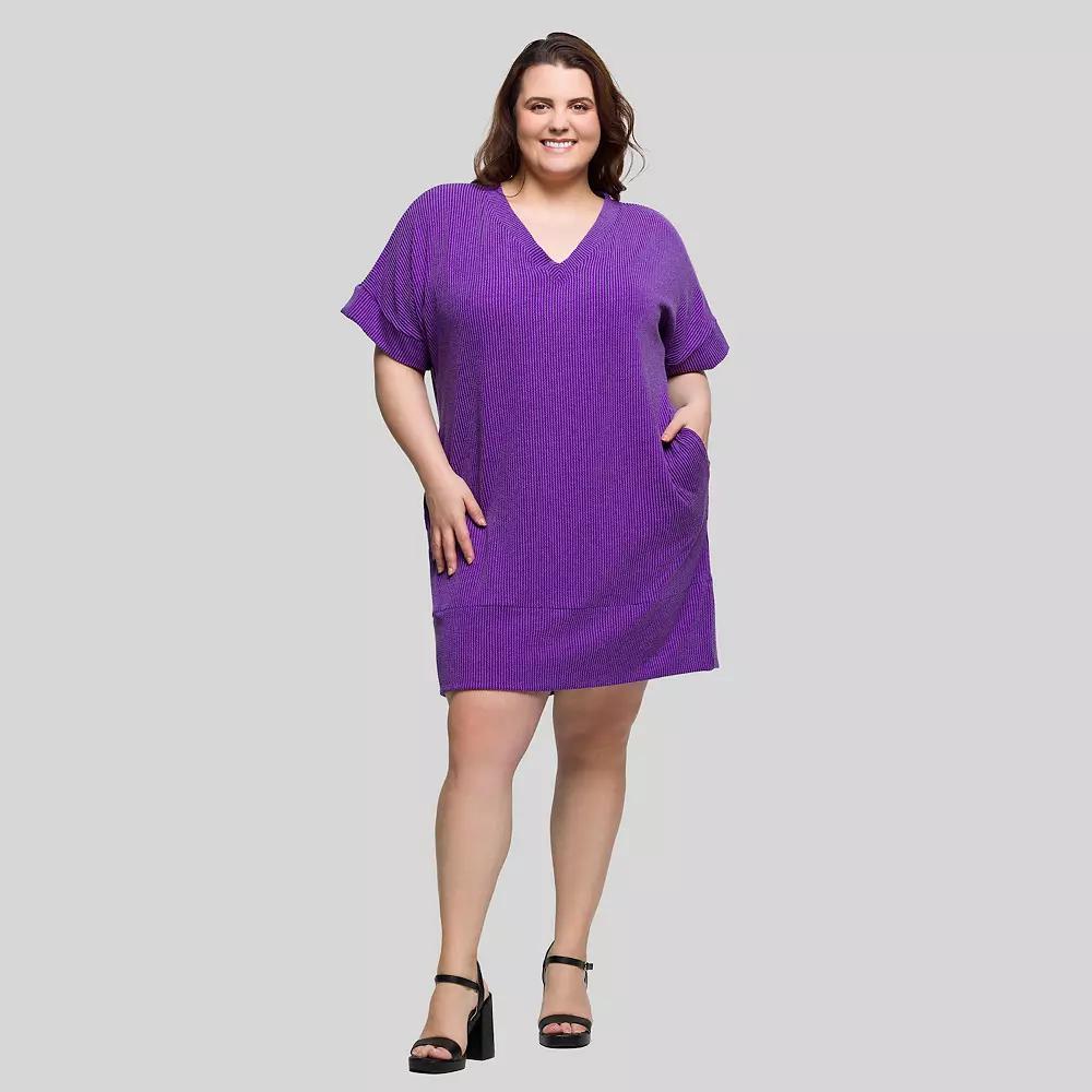 Plus Size 24Seven Comfort Apparel V-Neck Pocket T-Shirt Dress, Women's, Size: 3XL, Green Product Image