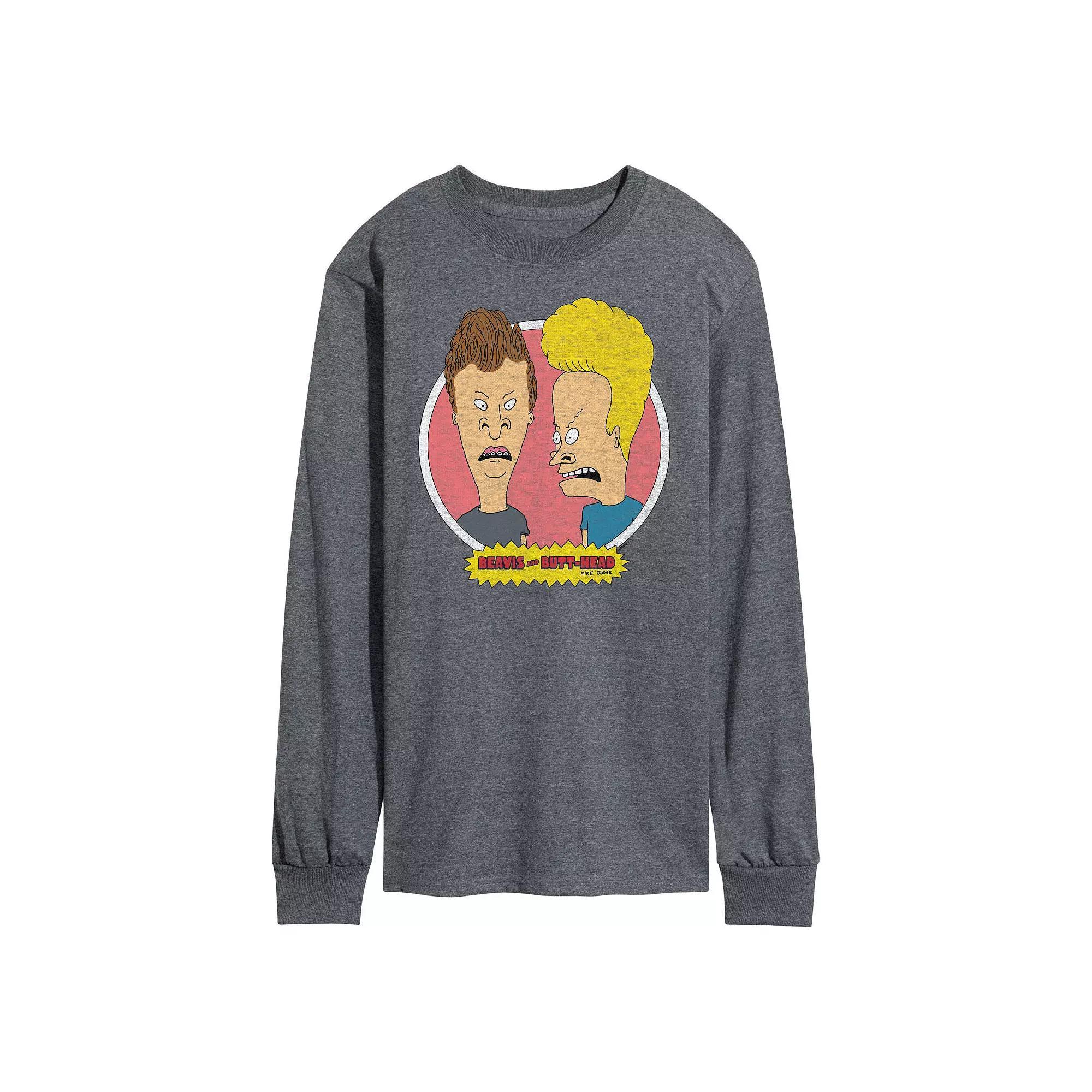 Men's Beavis And Butthead 30th Long Sleeve Tee, Size: Medium, Dark Gray Product Image