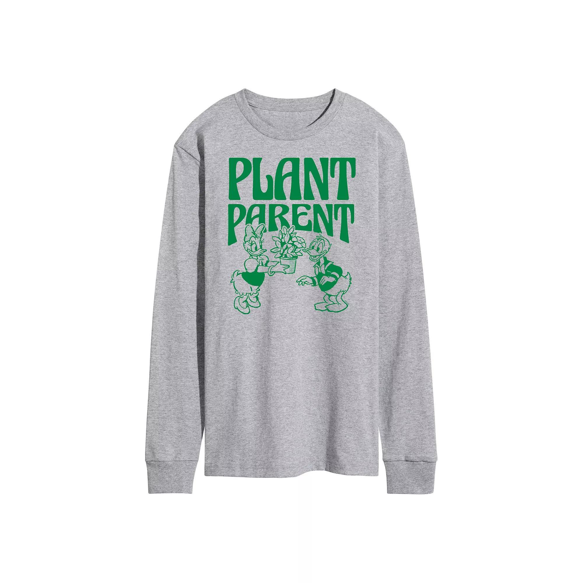 Disney's Mickey Mouse & Friends Daisy and Donald Duck Men's Plant Parent Long Sleeve Graphic Tee, Size: XL, Grey Gray Product Image