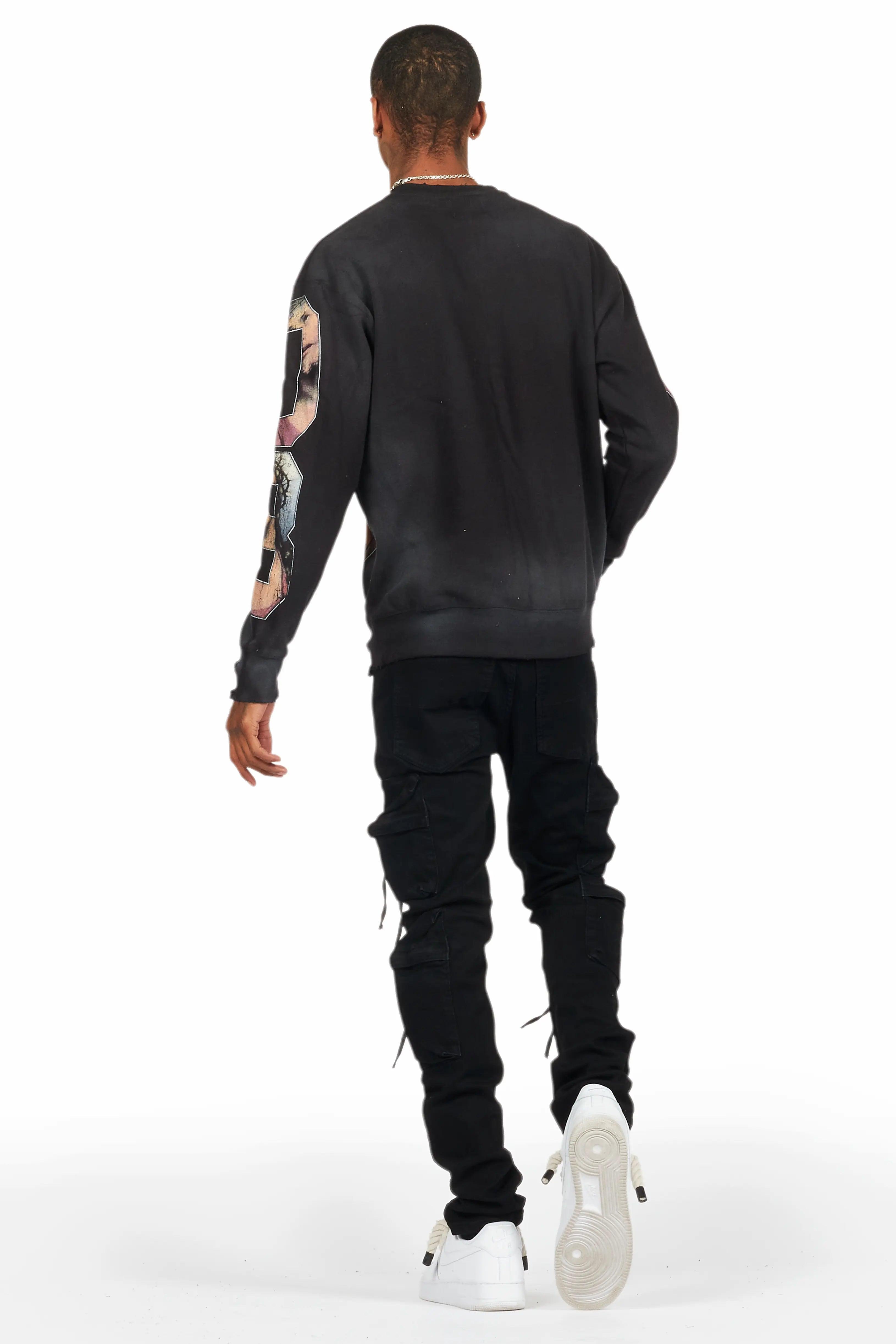 Rodion Jet Black Slim Fit Cargo Jean Male Product Image