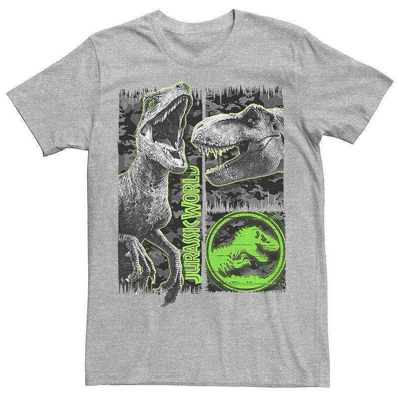 Men's Jurassic World Two Raptor T-Rex Camo Scratch Tee, Size: Small, Silver Product Image