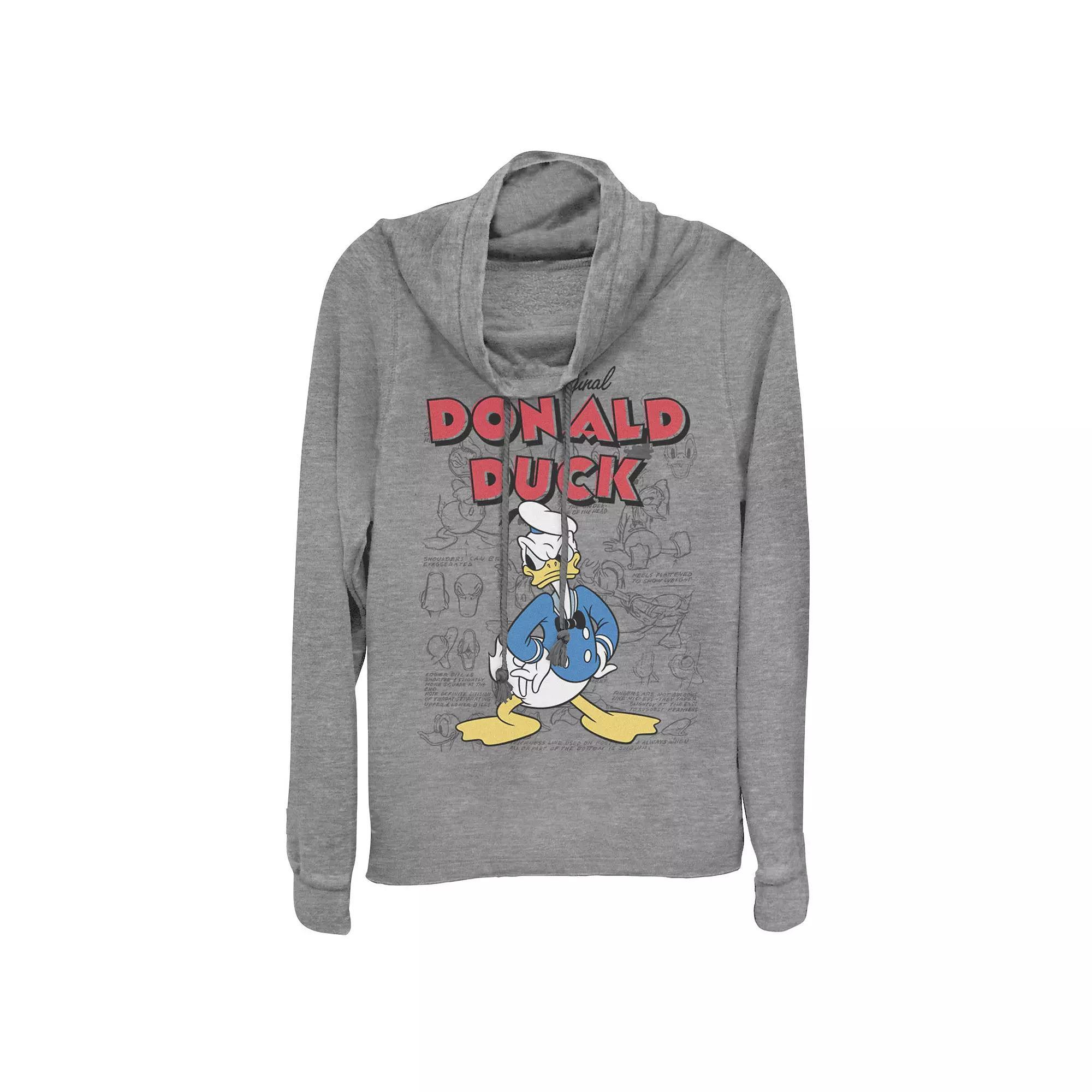 Disney's Donald Duck Juniors' Original Cowlneck Graphic Lightweight Long Sleeve, Girl's,  Product Image