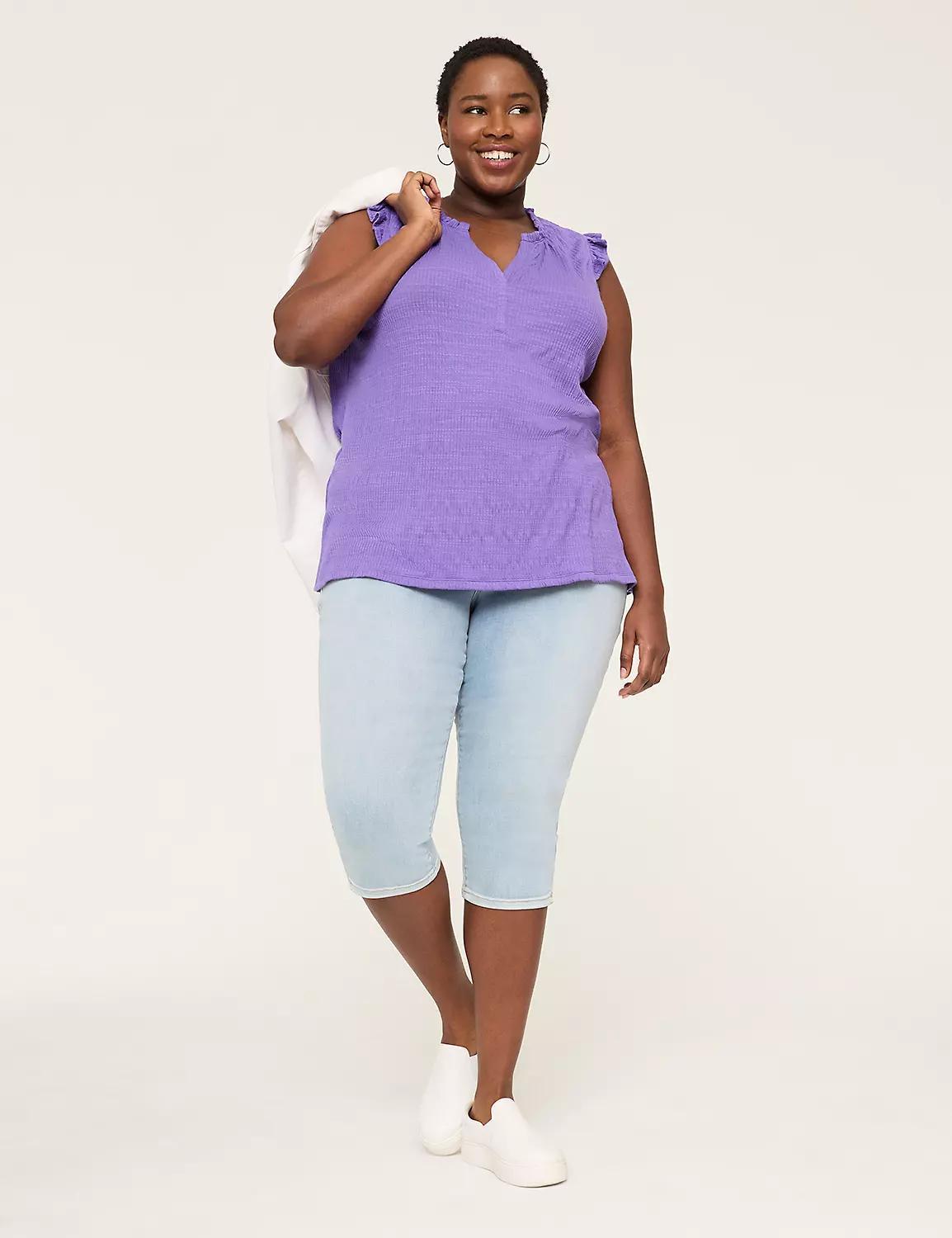 Sleeveless Ruffle Notch-Neck Top Product Image