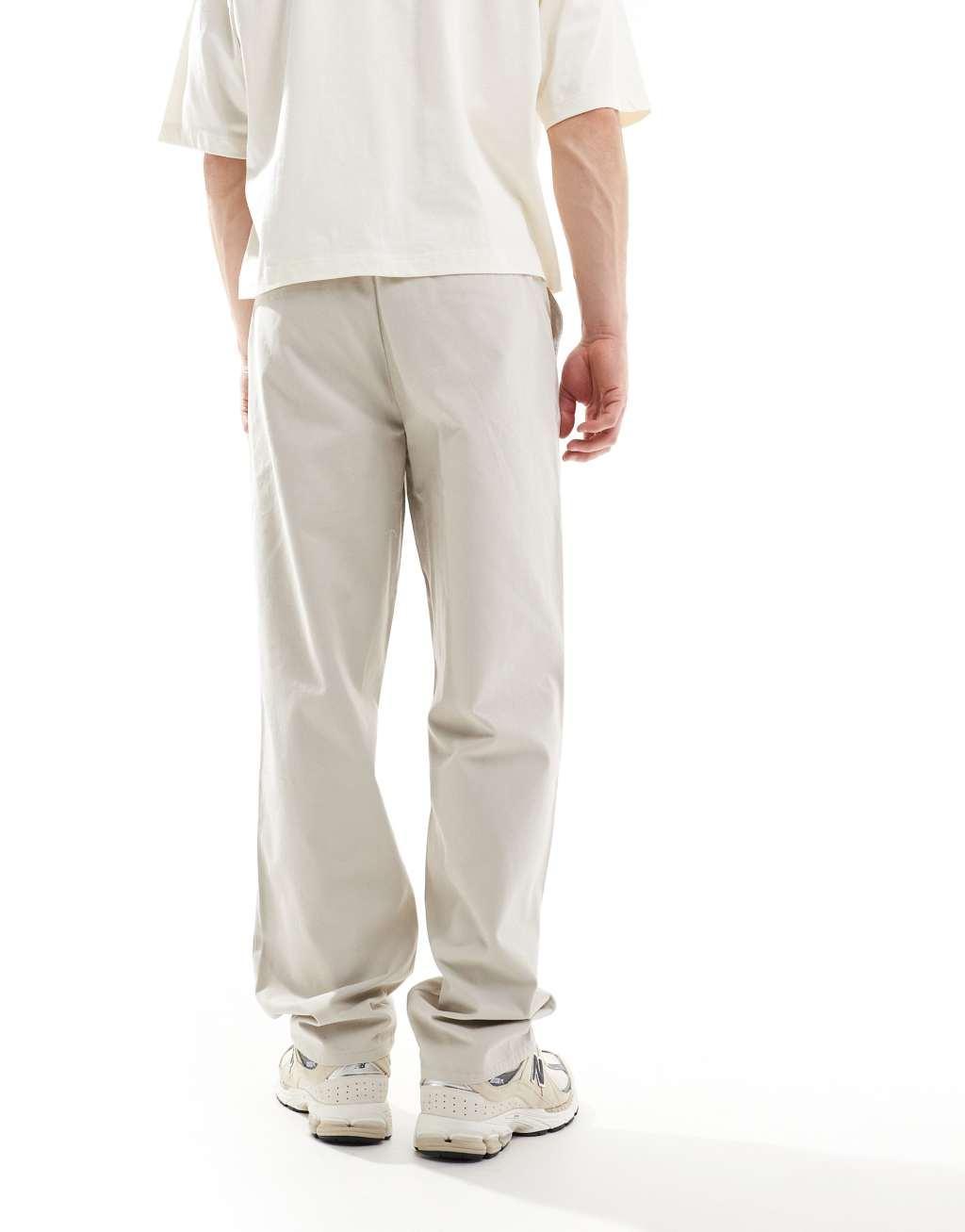 ASOS DESIGN baggy fit chinos in stone Product Image