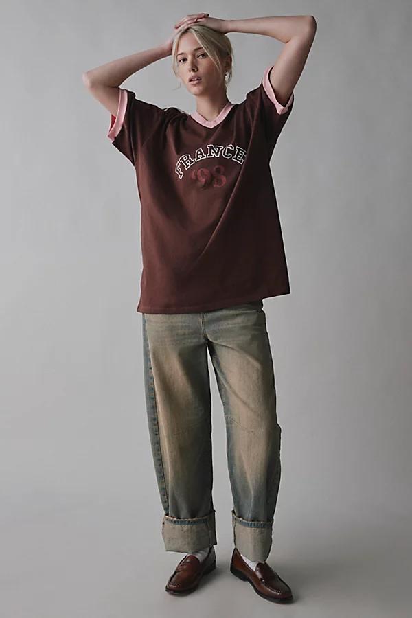 1998 France Oversized V-Neck Jersey Tee Womens at Urban Outfitters Product Image