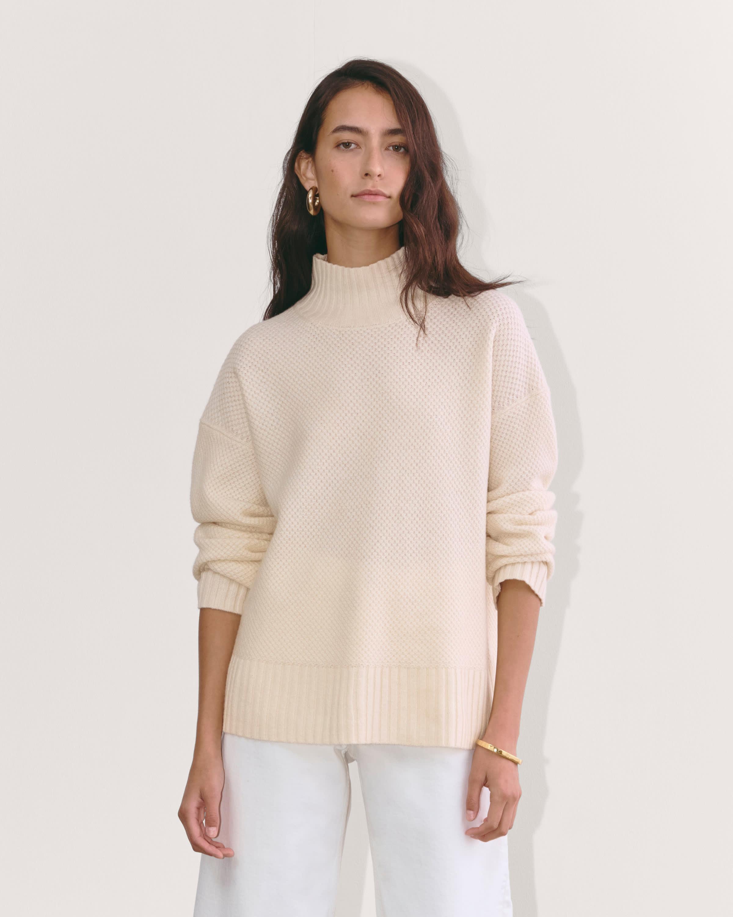 The Honeycomb Funnel Neck in Wool Cashmere Product Image