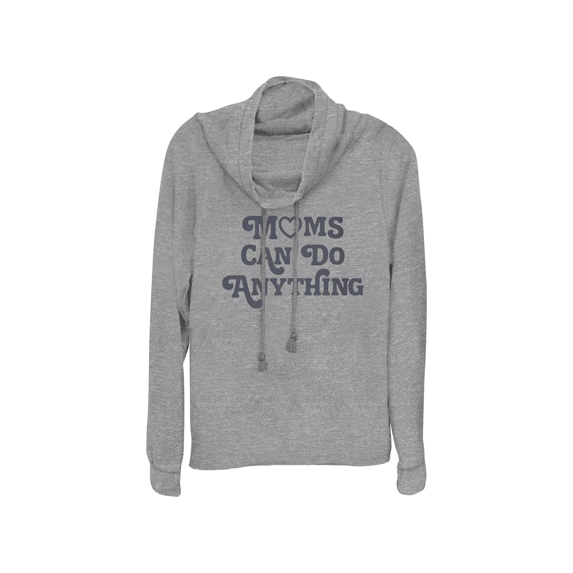 Women's Moms Can Do Anything Cowlneck Graphic Lightweight Long Sleeve, Size: Small, Gray Grey Product Image