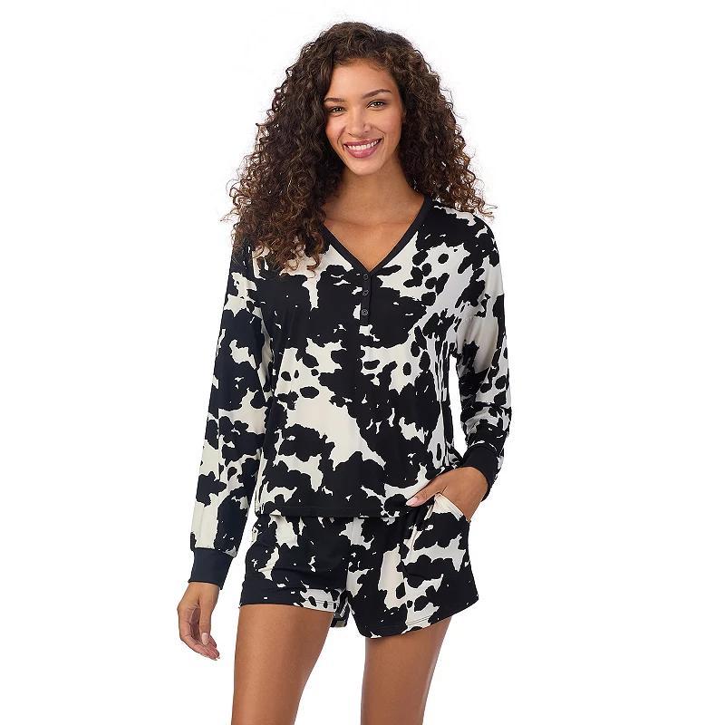 Womens Beauty Sleep Social Pajama Long Sleeve Henley Top & Pajama Shorts Set, Girls Product Image