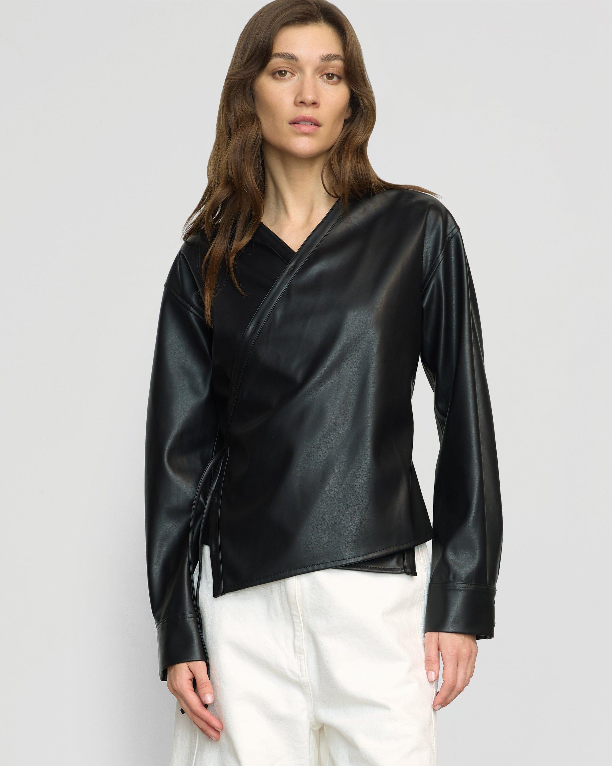 Sarit Vegan Leather Wrap Top Product Image