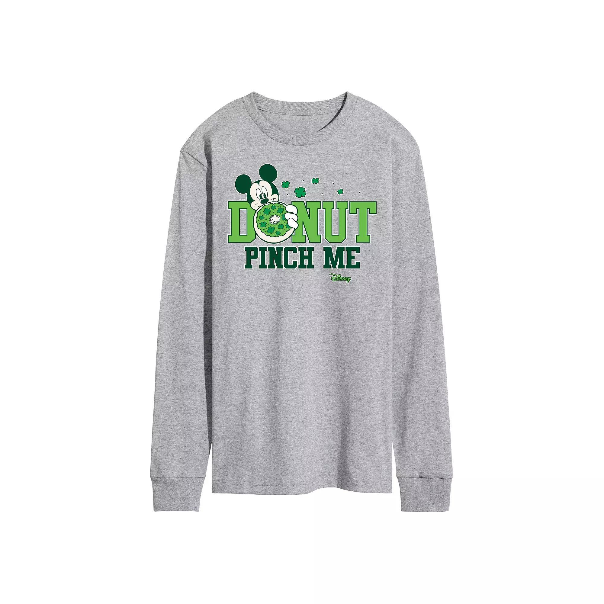 Disney's Mickey Mouse Men's Donut Pinch Me Graphic Long Sleeve Graphic Tee,  Product Image