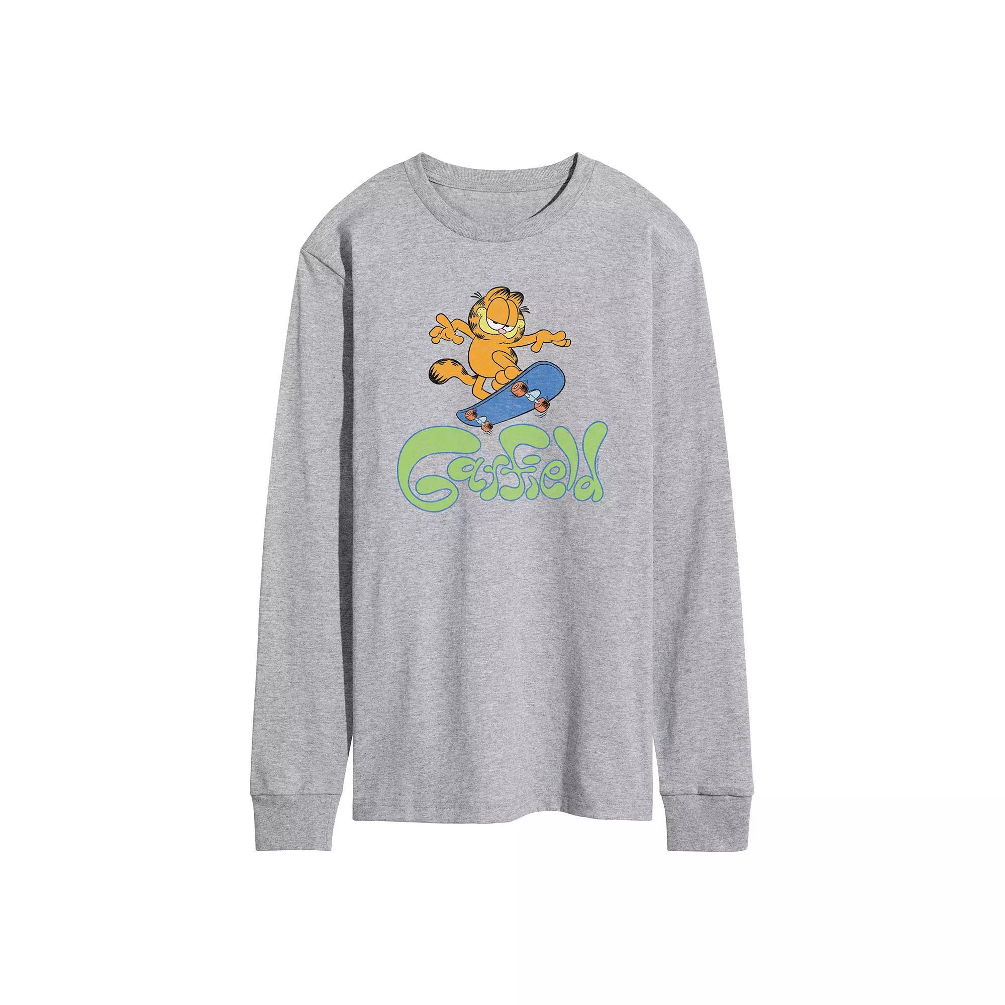 Men's Garfield Skater Logo Long Sleeve Graphic Tee,  Product Image