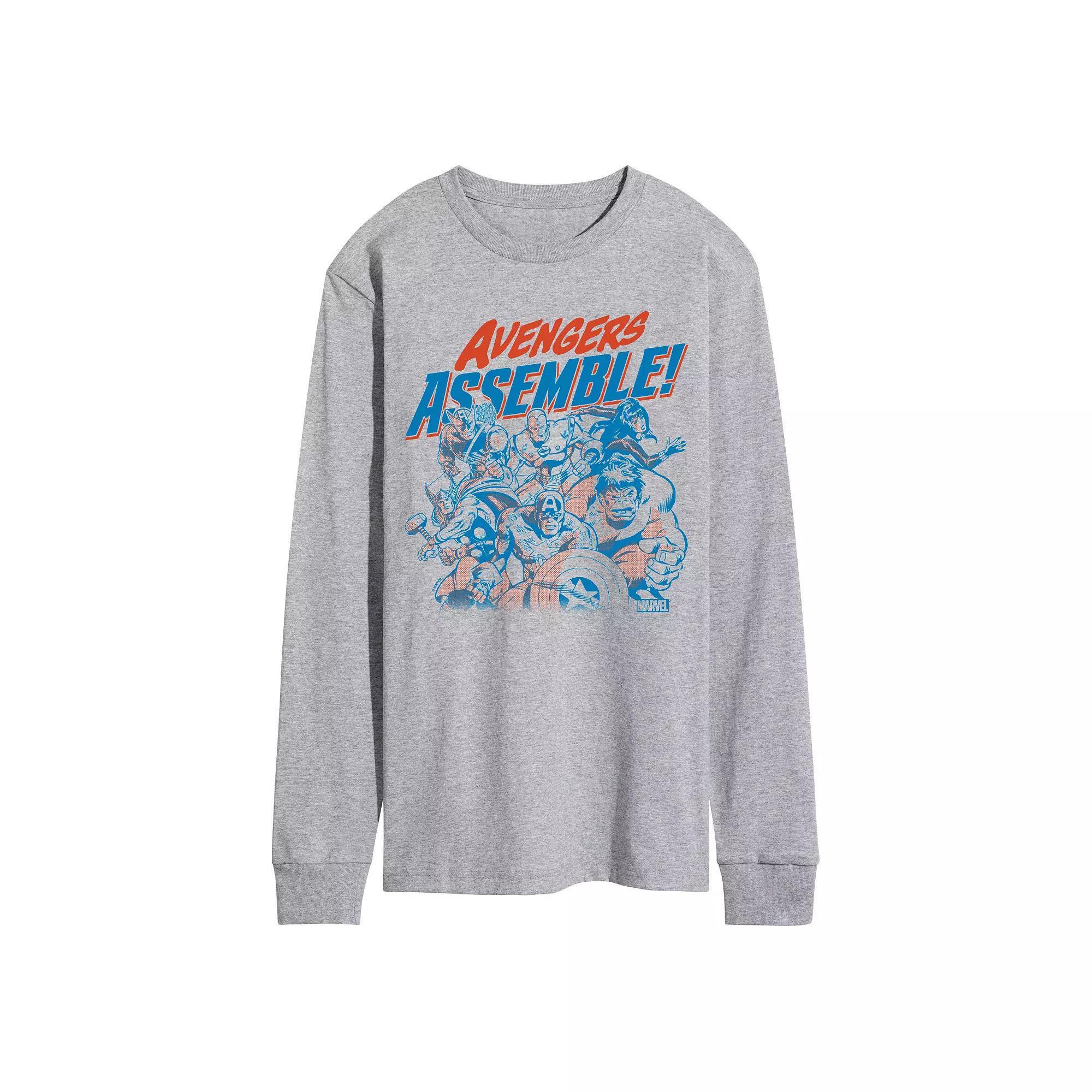 Men's Marvel Avengers Assemble Group Long Sleeve Graphic Tee,  Product Image