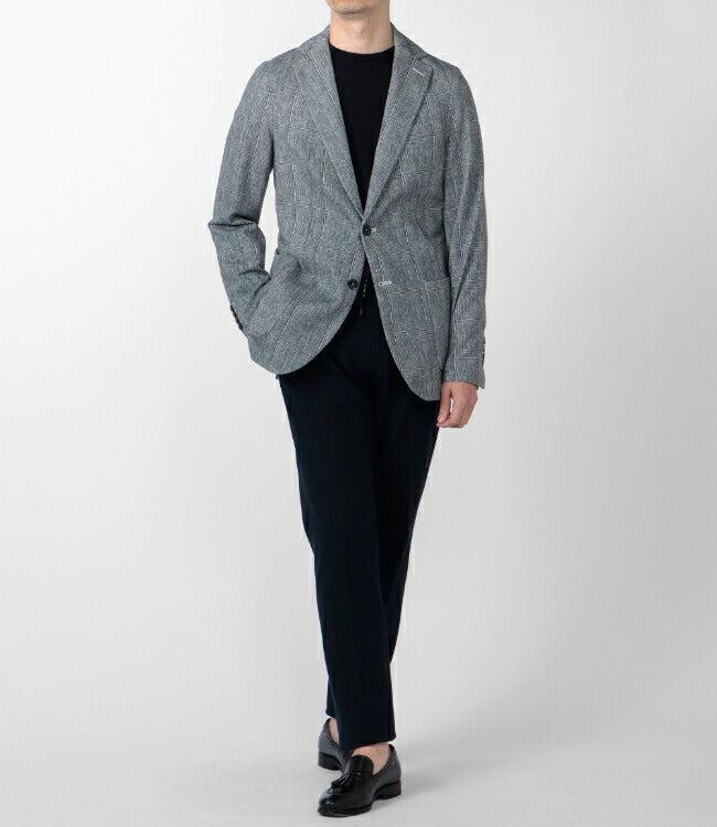 Circolo 4-way stretch Navy Checked Jersey Blazer Product Image