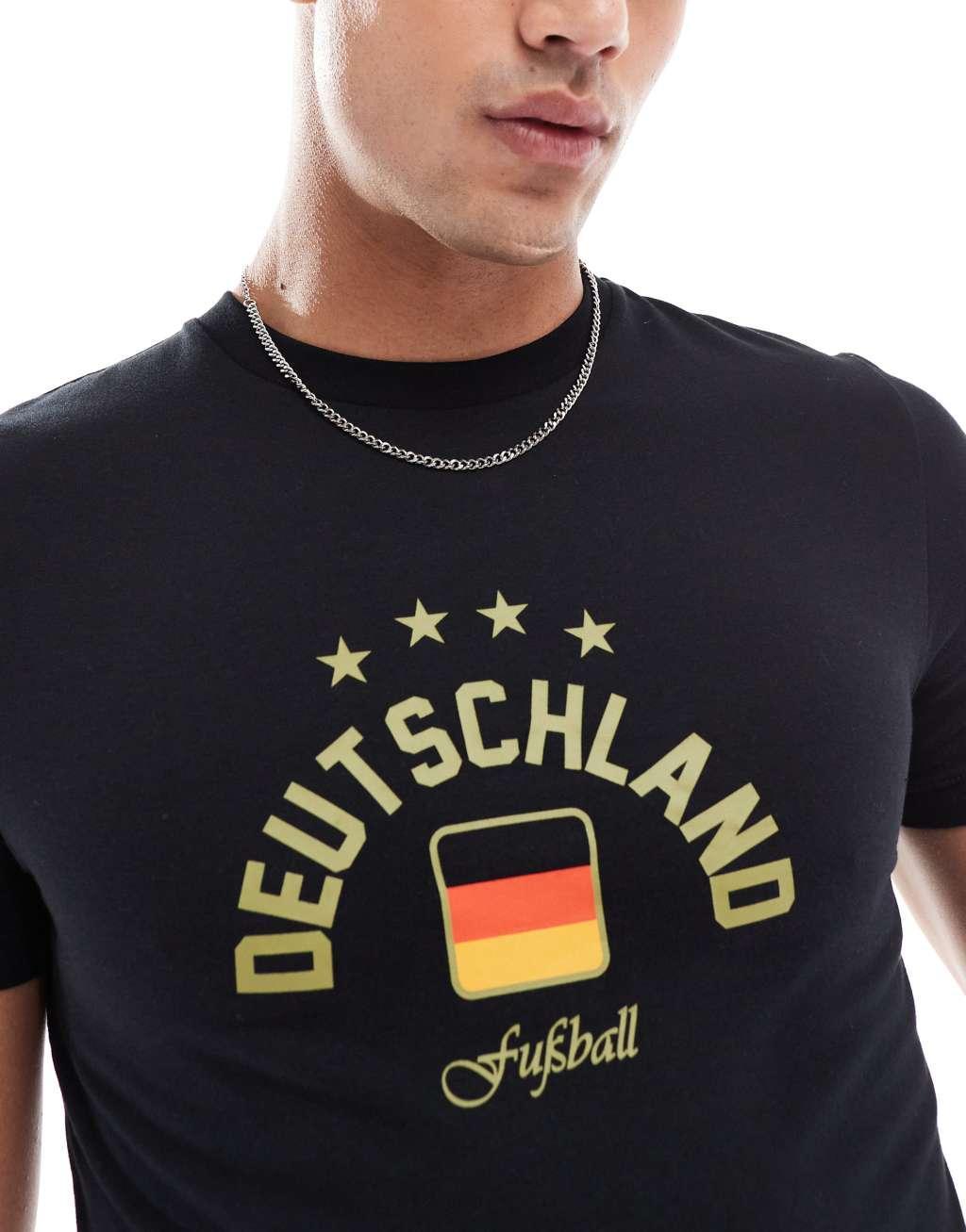 ASOS DESIGN muscle T-shirt in black with Germany chest print Product Image