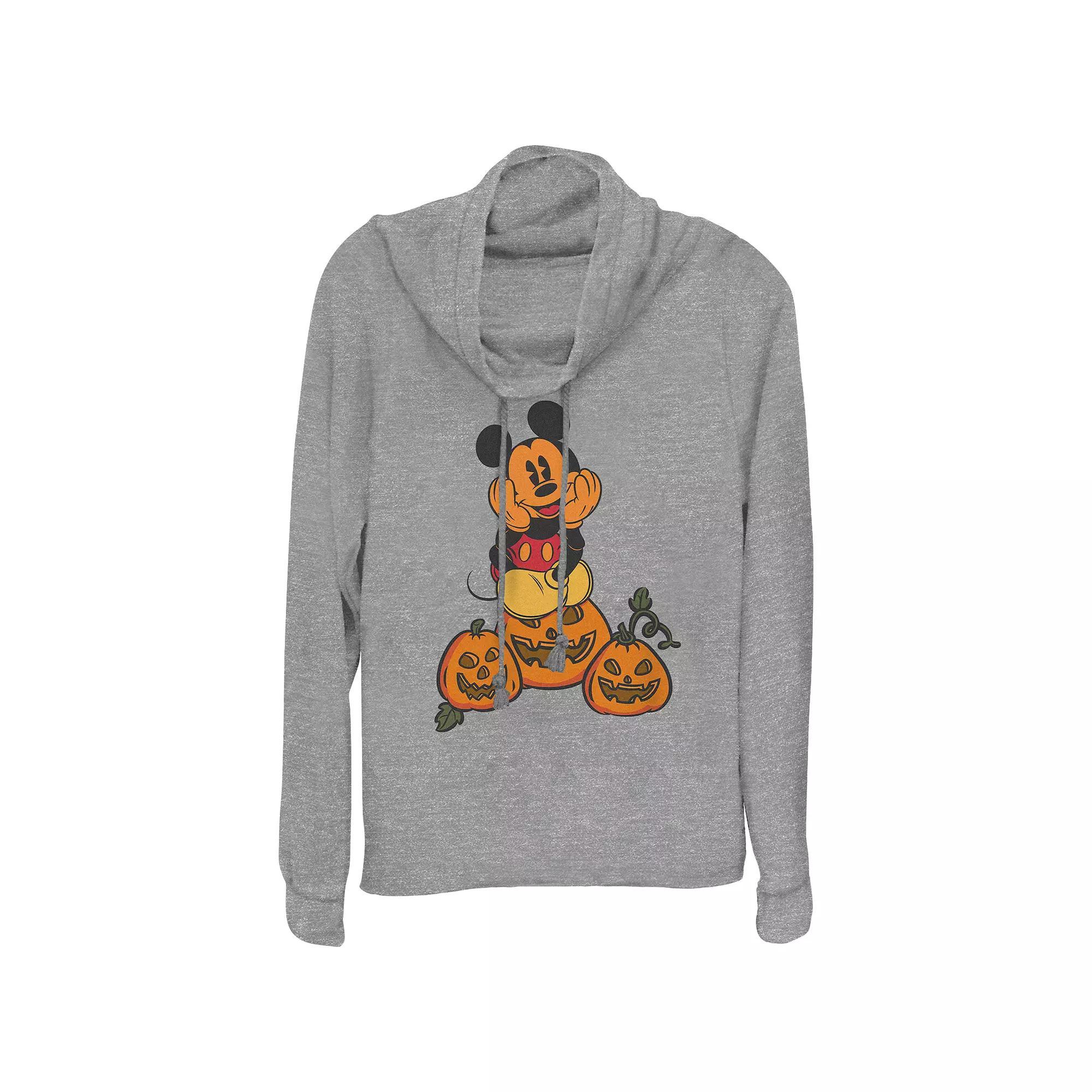 Disney's Mickey Mouse Pumpkin Patch Women's Cowlneck Graphic Lightweight Long Sleeve,  Product Image