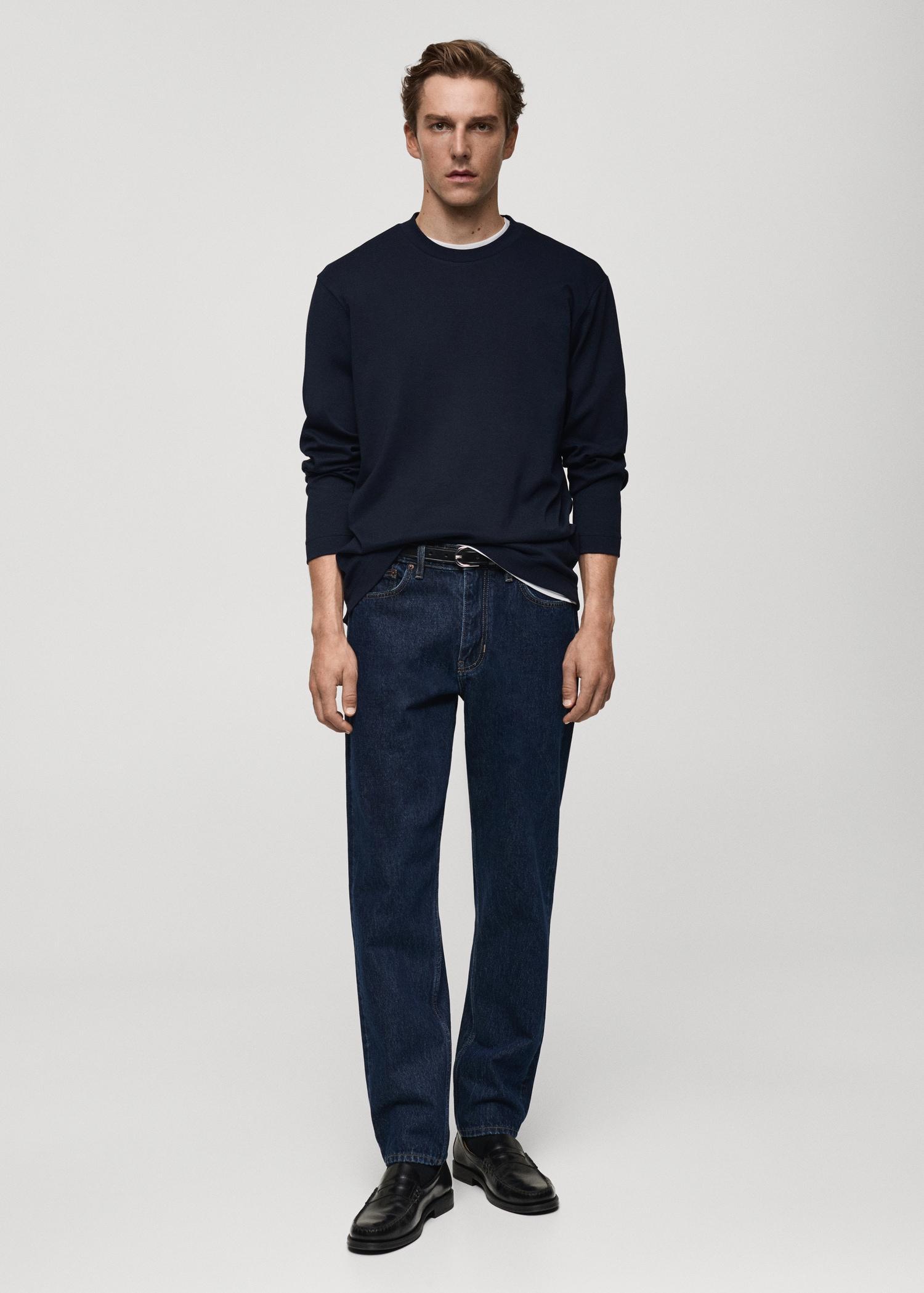 Long-sleeved regular-fit t-shirt - Men | MANGO USA Product Image