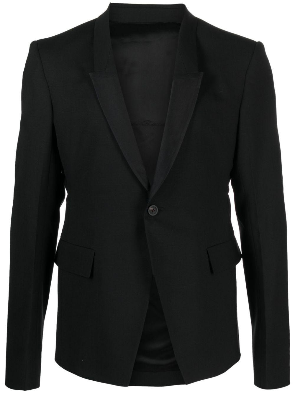 RICK OWENS Single-breasted Virgin Wool Blend Blazer In Black Product Image