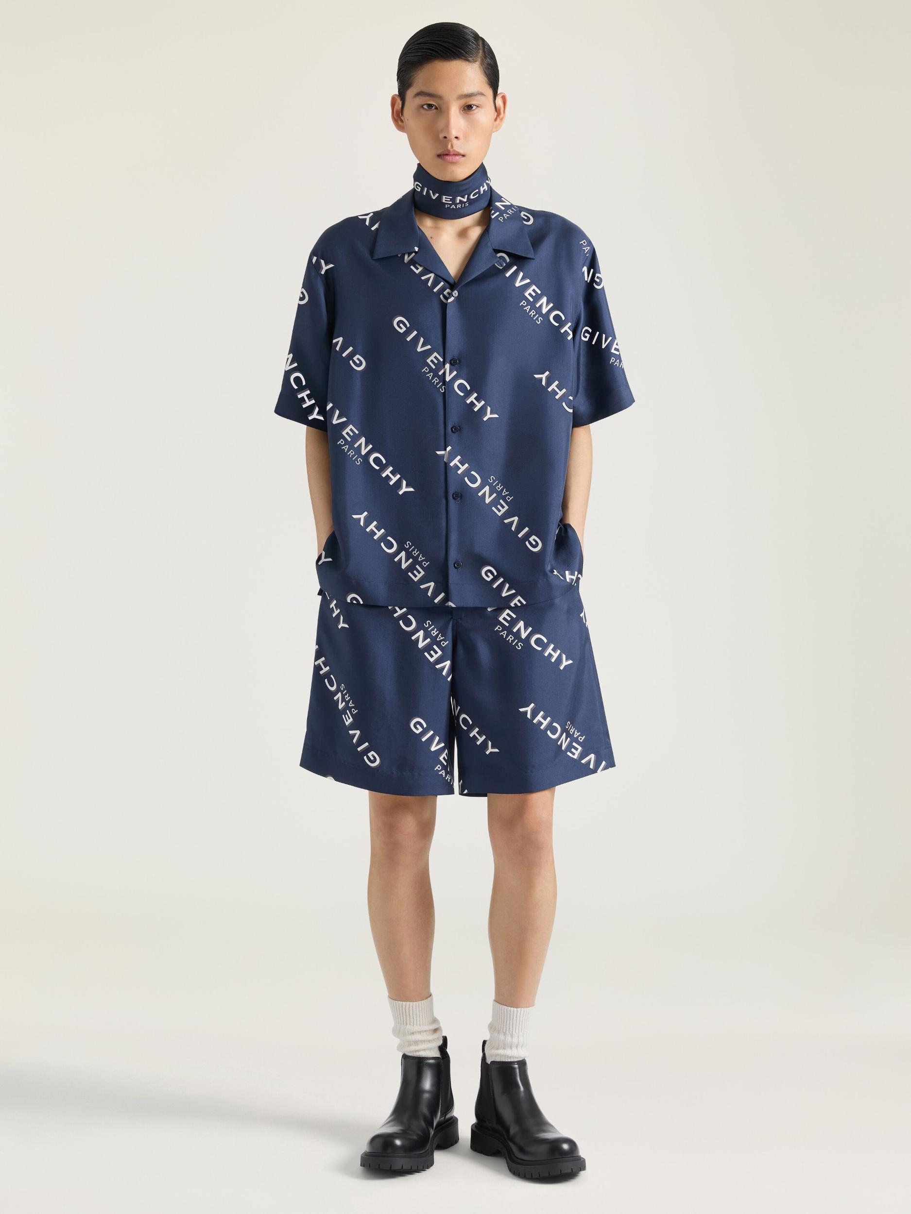 Bermuda shorts in silk twill with GIVENCHY shadow print Product Image