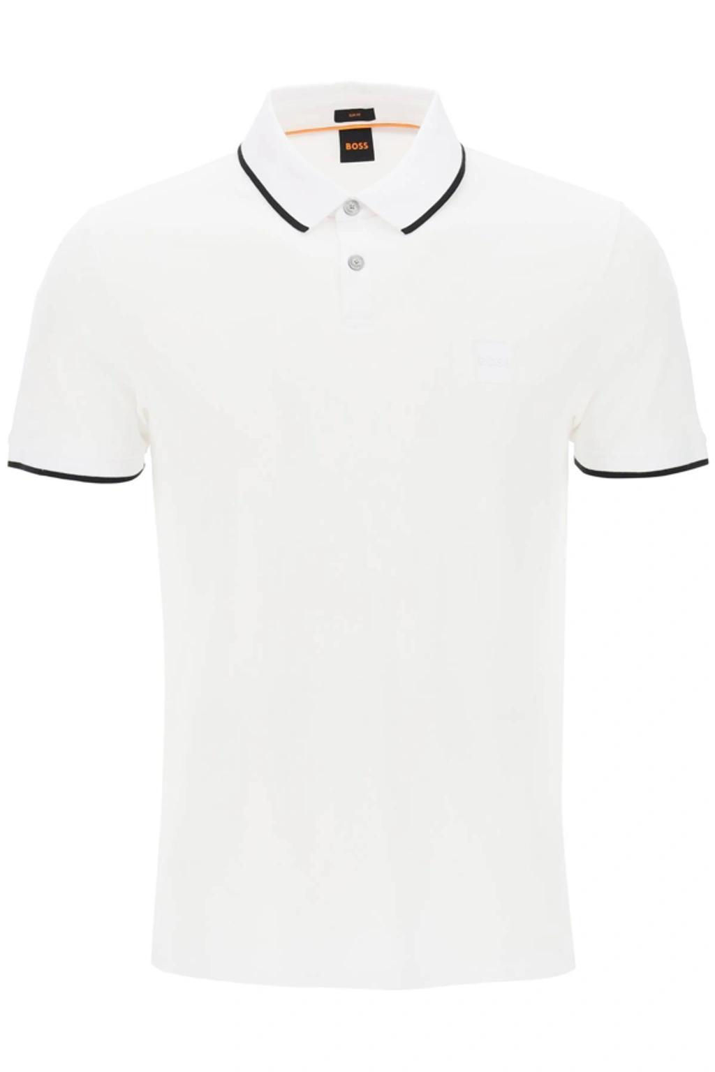 HUGO BOSS Passertip Short Sleeve Polo Shirt White In White 100 Product Image