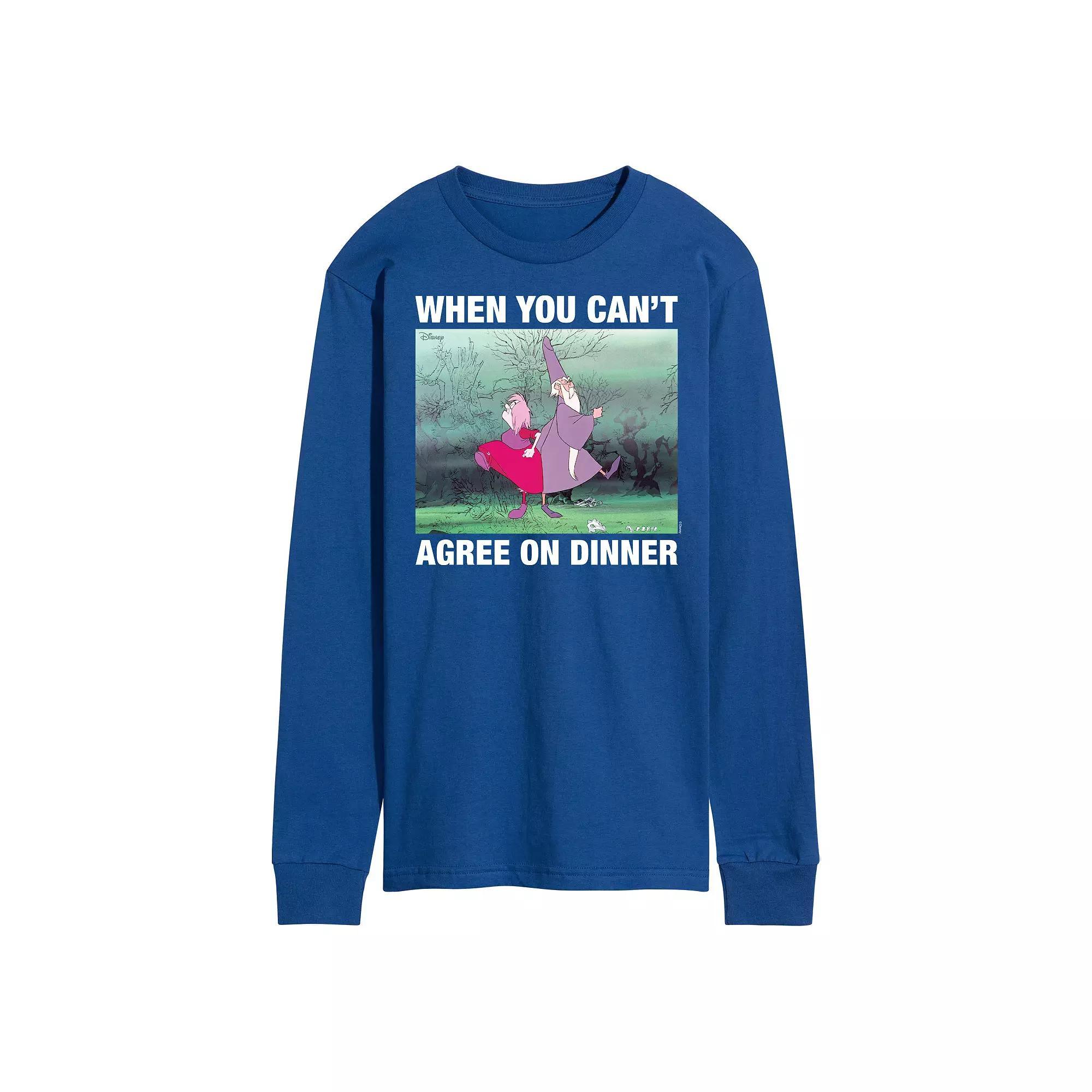 Disney's The Sword in the Stone Men's When You Can't Agree On Dinner Meme Long Sleeve Graphic Tee, Size: Small, Blue Product Image