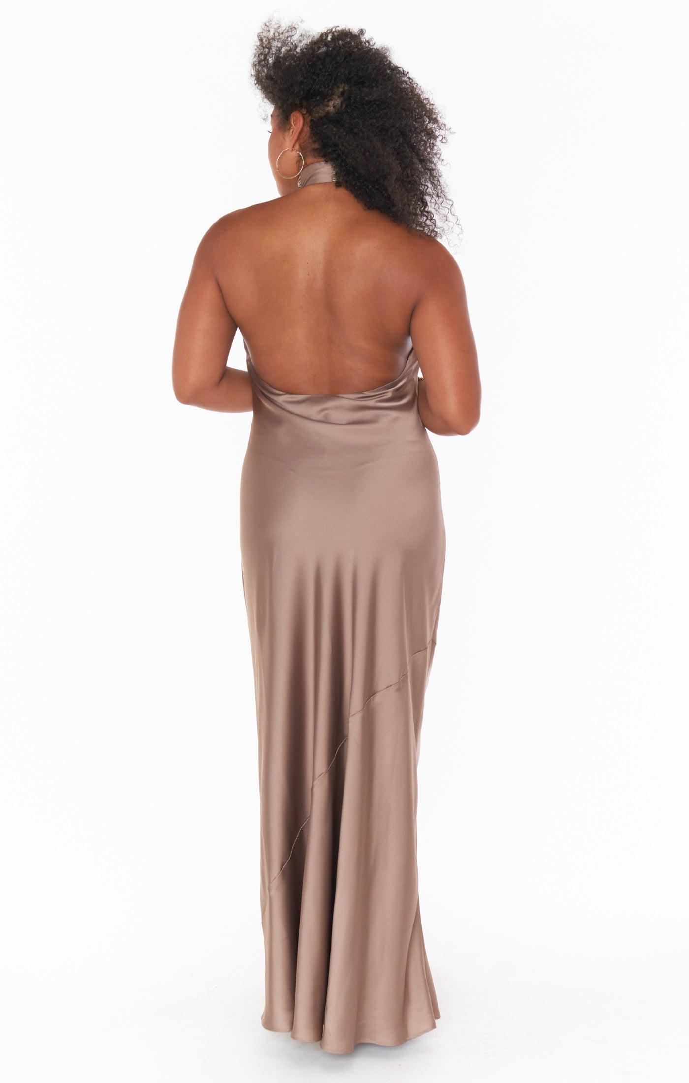 Jasmine Halter Maxi Dress ~ Dune Luxe Satin Product Image