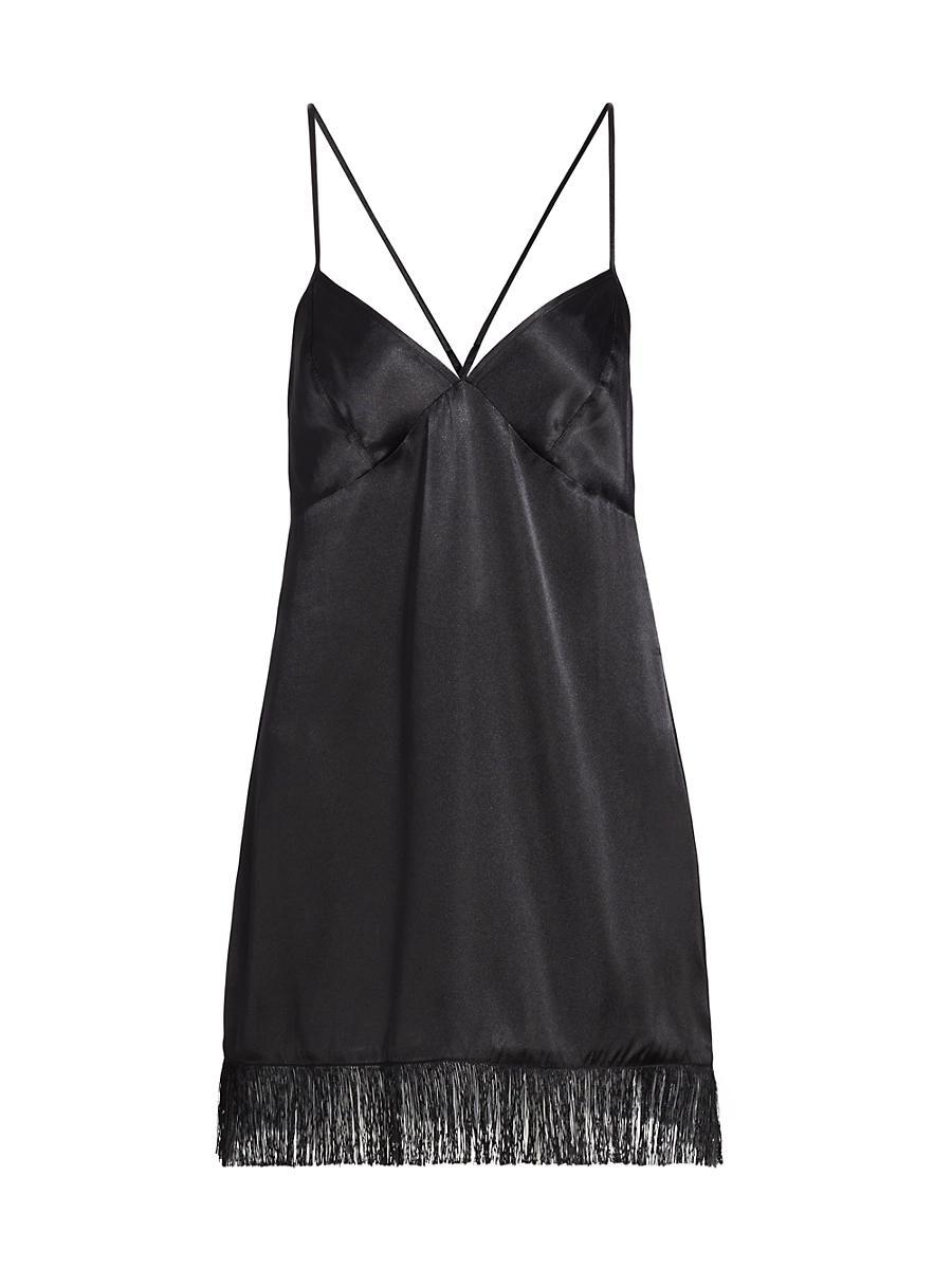 Womens Holland Fringed Satin Chemise Product Image